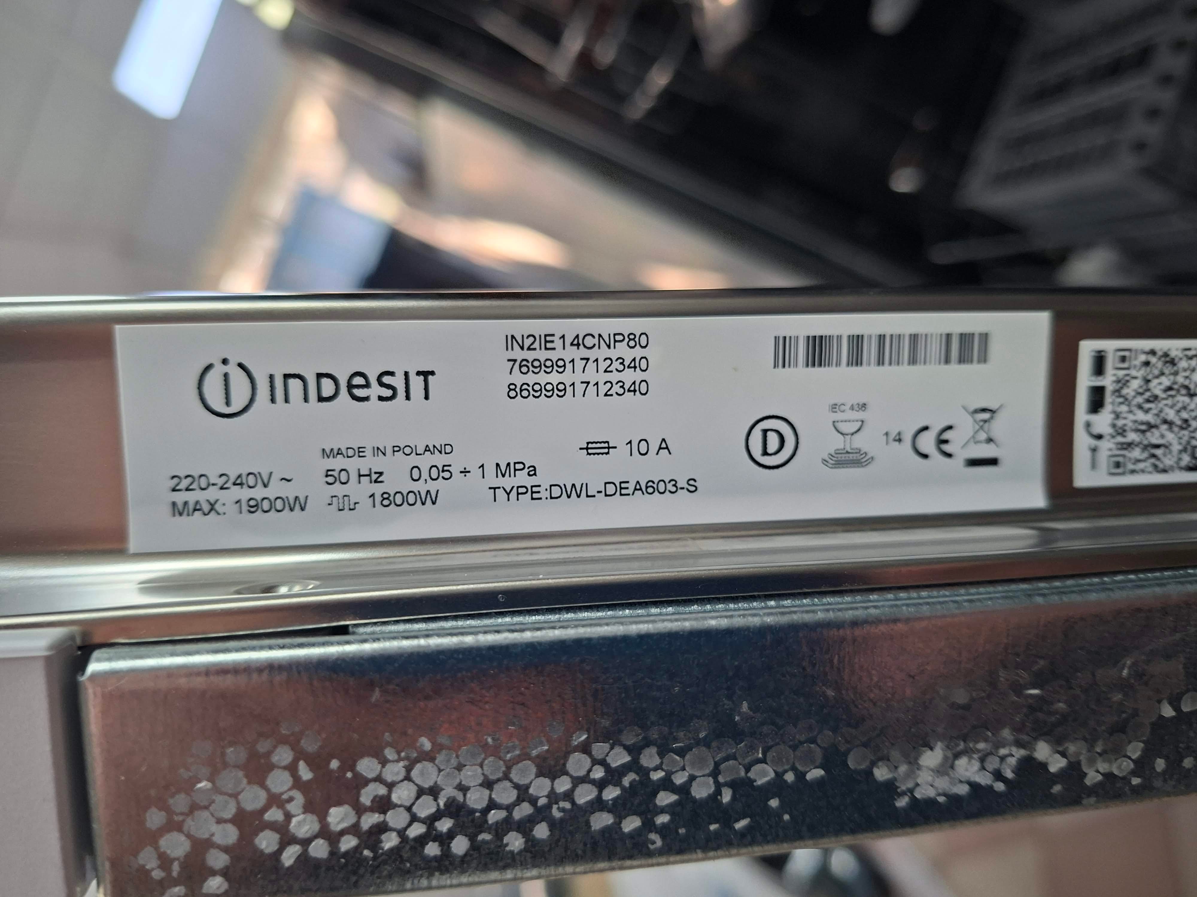 Ugradna Sudo mašina Indesit IN2IE14CNP80 ,  14 kompleta