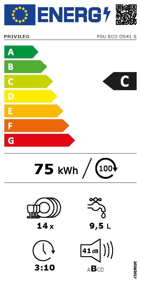 Ugradna Sudo mašina Privileg P0U ECO D541 S , 14 kompleta