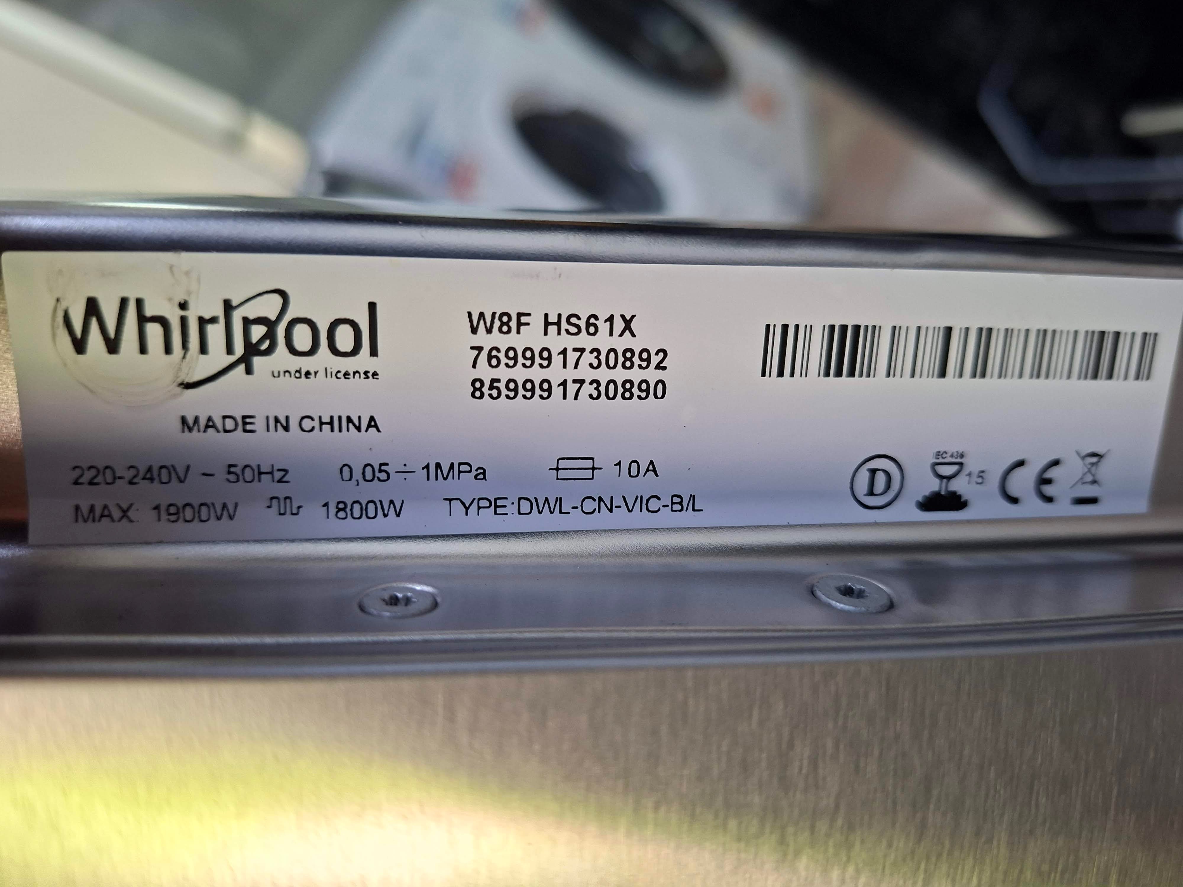 Ugradna Sudo mašina Whirlpool W8F HS61X , 15 kompleta