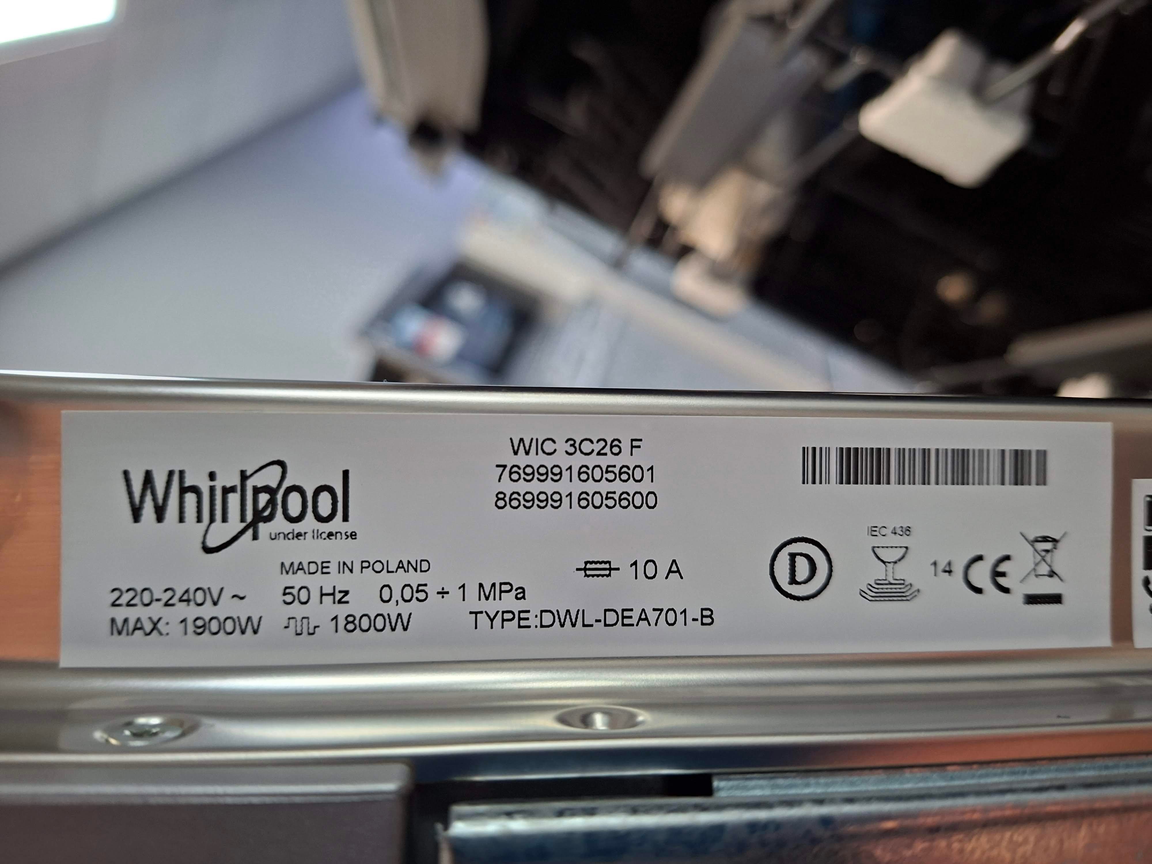 Ugradna Sudo mašina Whirlpool WIC 3C26 F, 14 kompleta