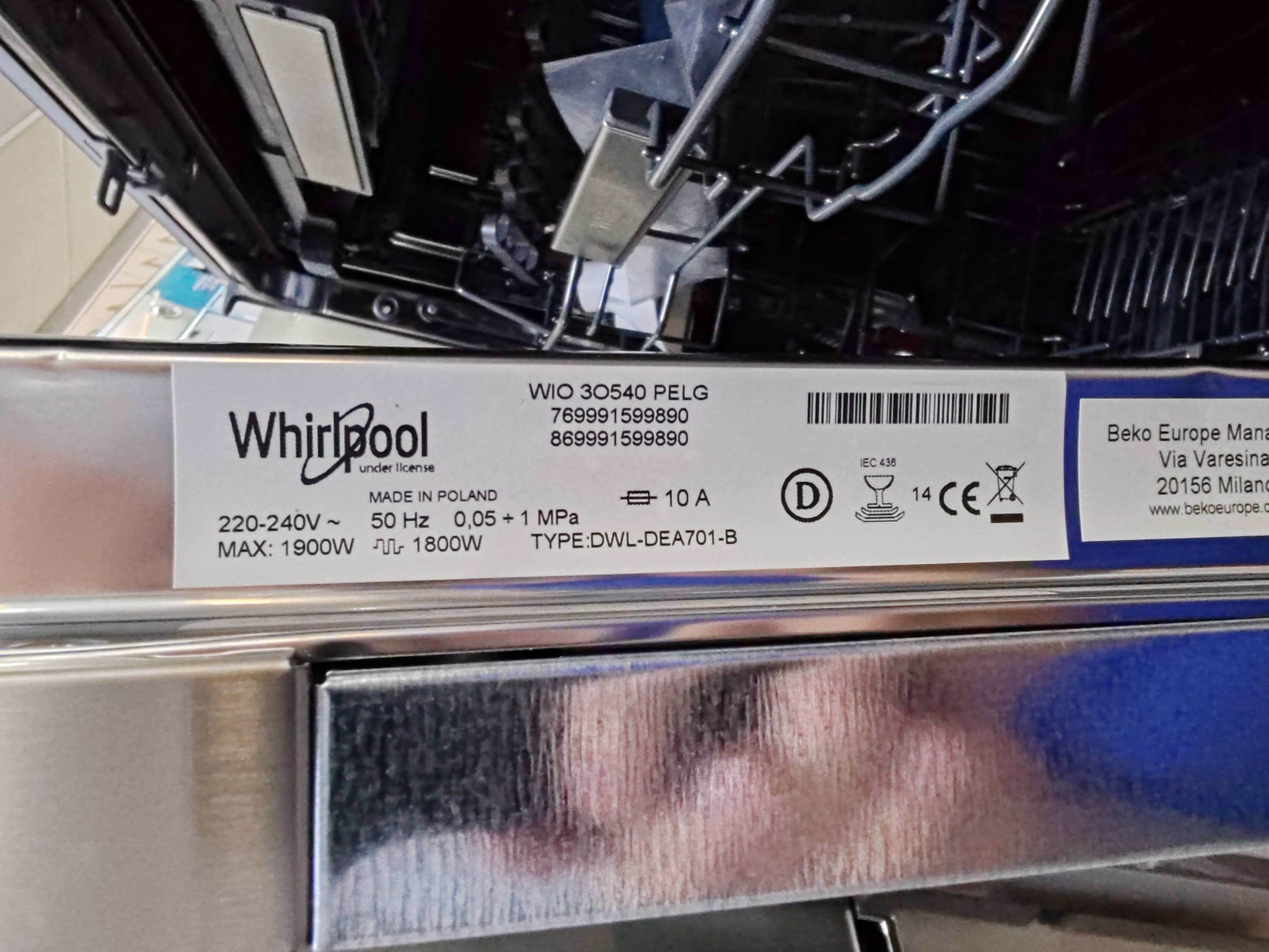 Ugradna Sudo mašina Whirlpool WIO 30540 PELG,14kompleta