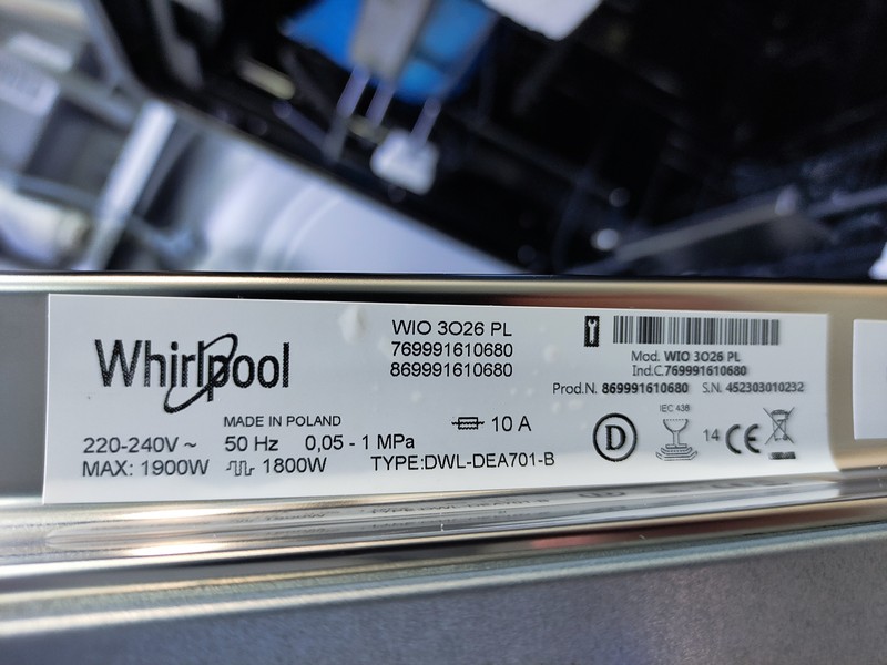 Ugradna Sudo mašina Whirlpool WIO 3O26 PL, 14kompleta