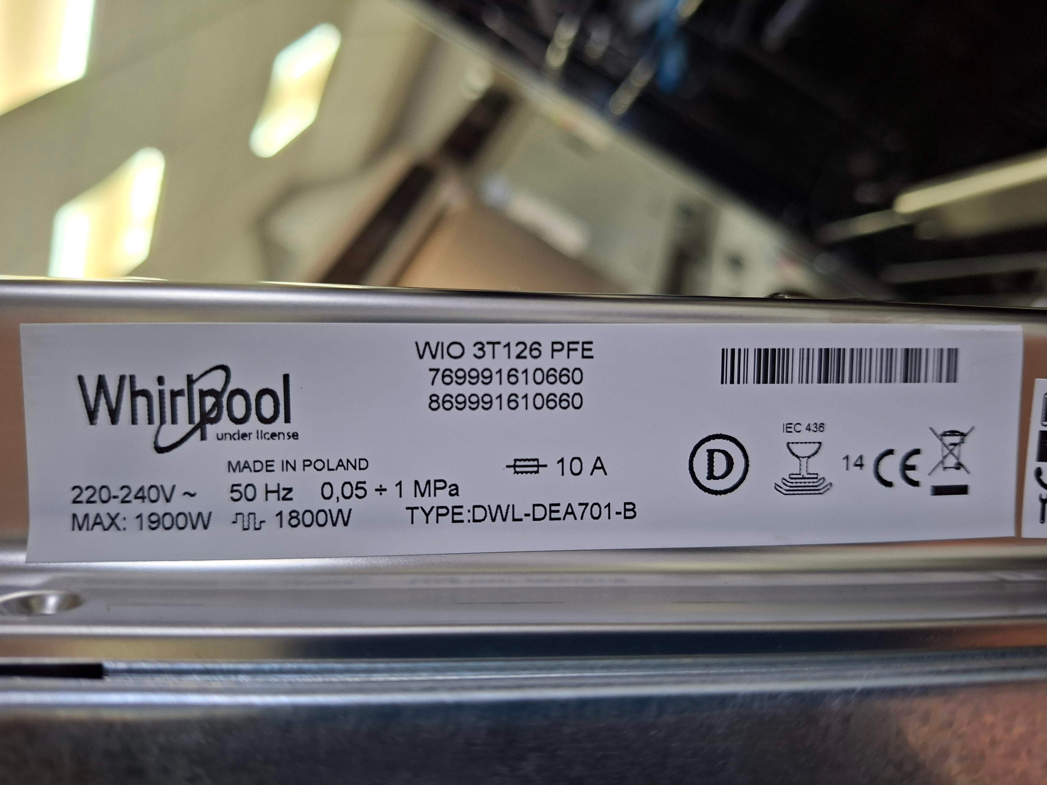 Ugradna Sudo mašina Whirlpool WIO 3T126 PEF, 14kompleta