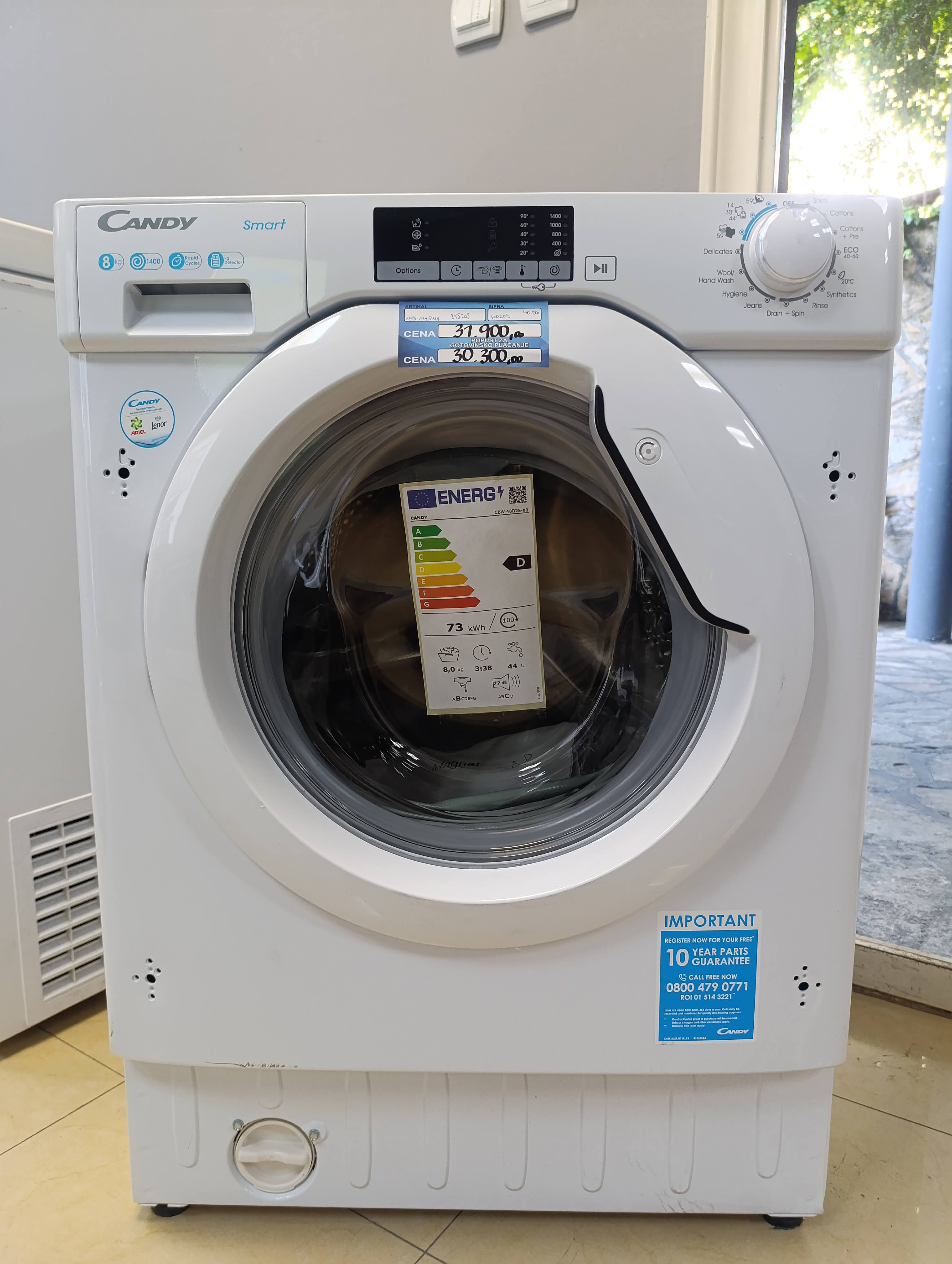 Ugradna veš mašina Candy CBW 48D2E-80, 8 kg