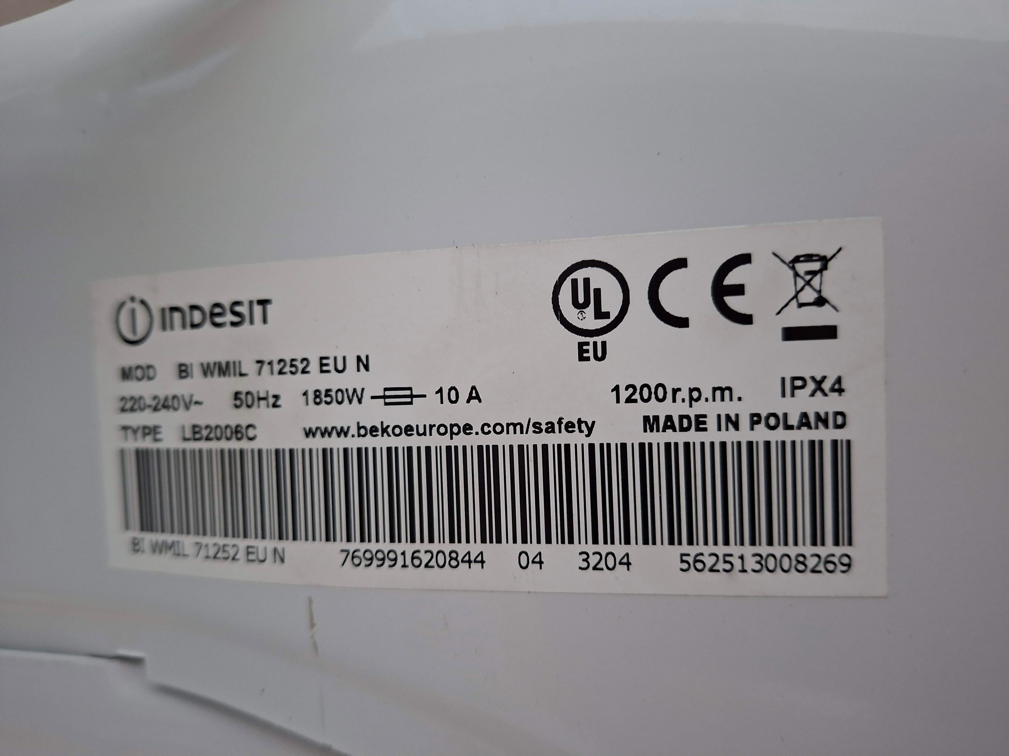 Ugradna Veš mašina Indesit BI WMIL 71252 EU N (2), 7kg