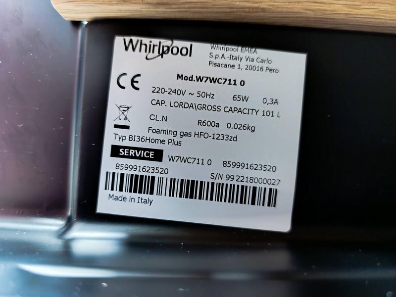 Ugradna vitrina za vino Whirlpool  W7 WC711 0 , 36 boca