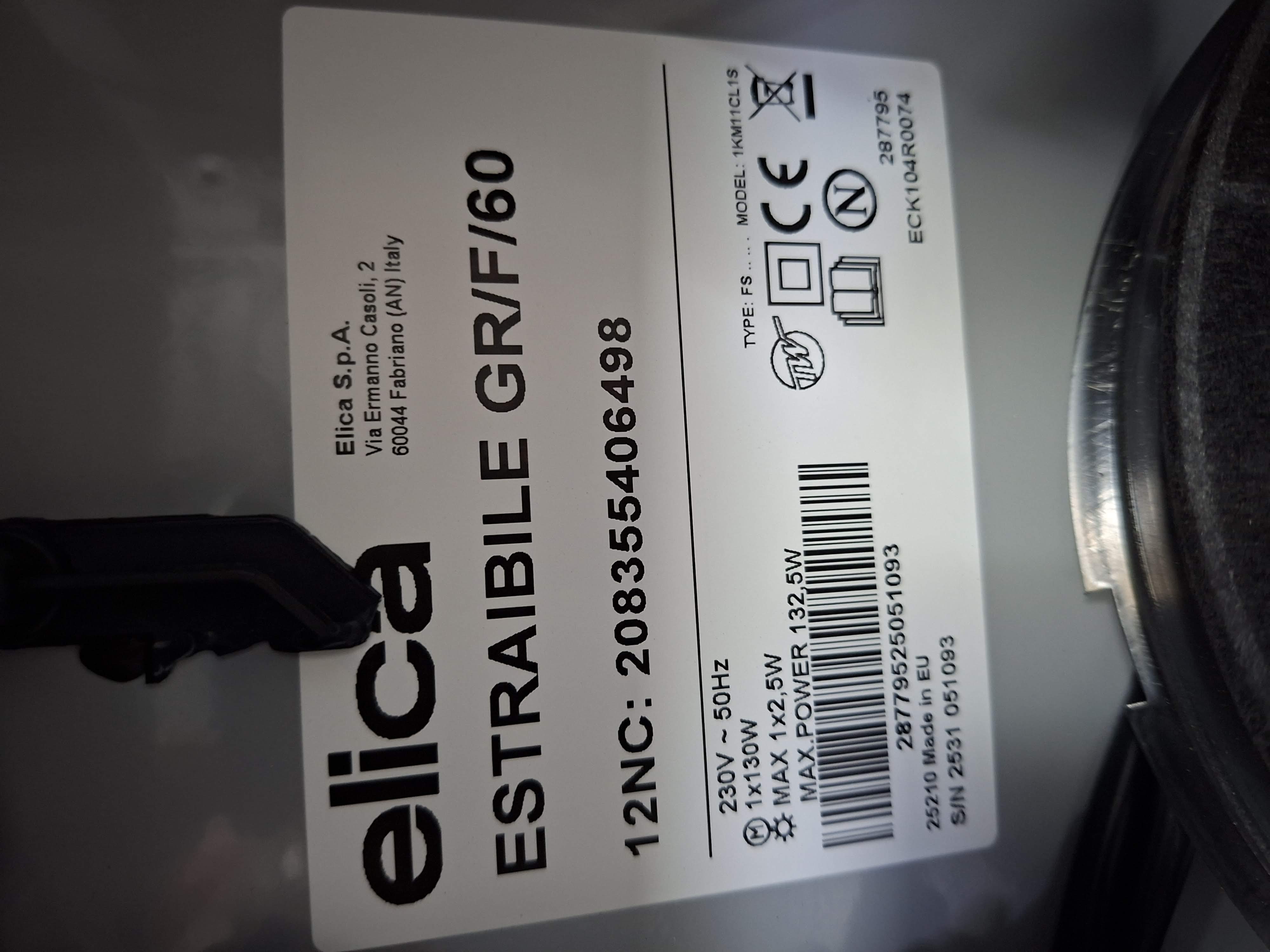 Ugradni Aspirator Elica ESTRAIBILE GR/F/60 , 60 cm.