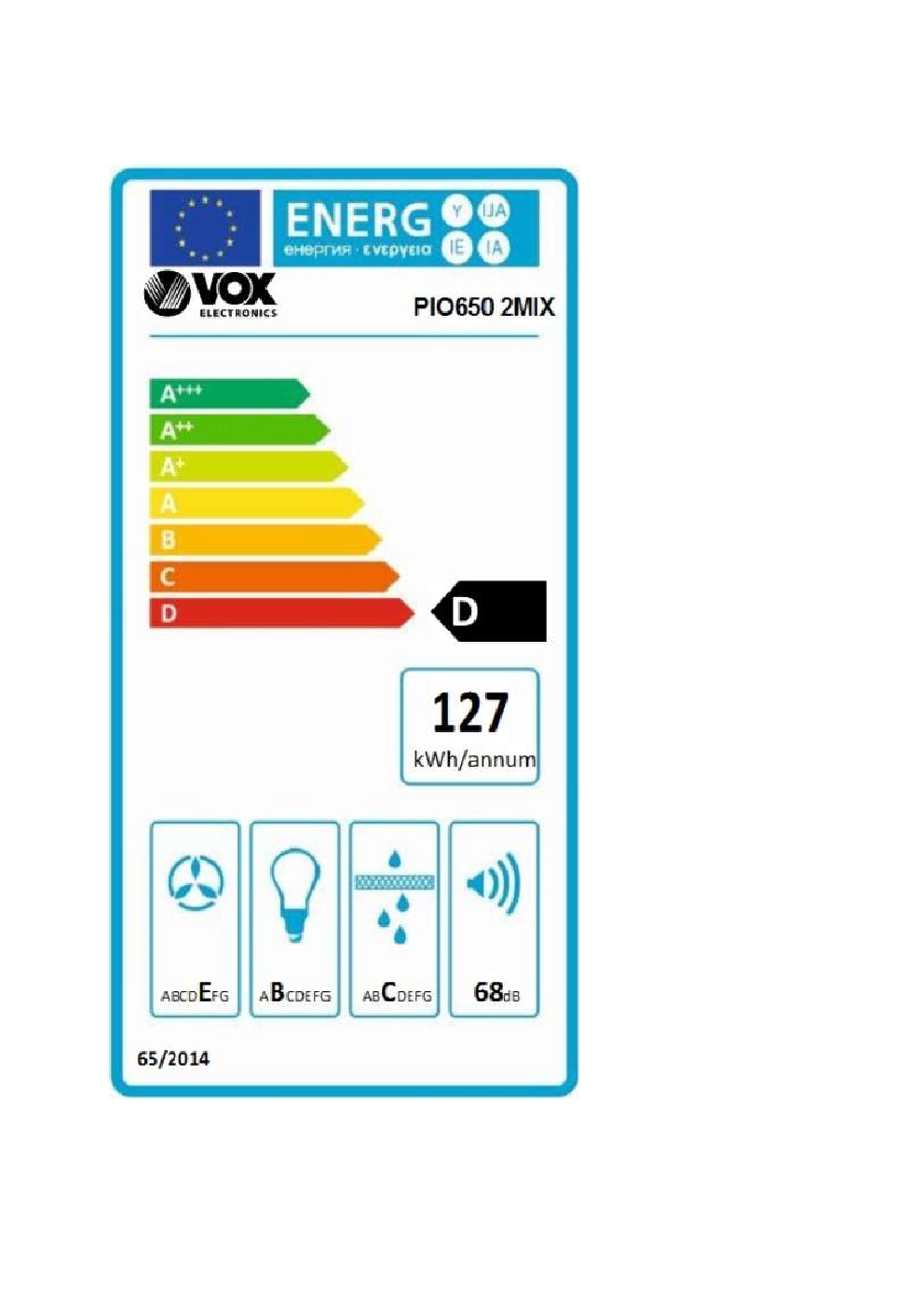 Ugradni Aspirator VOX PIO650 2MIX , 60 cm.