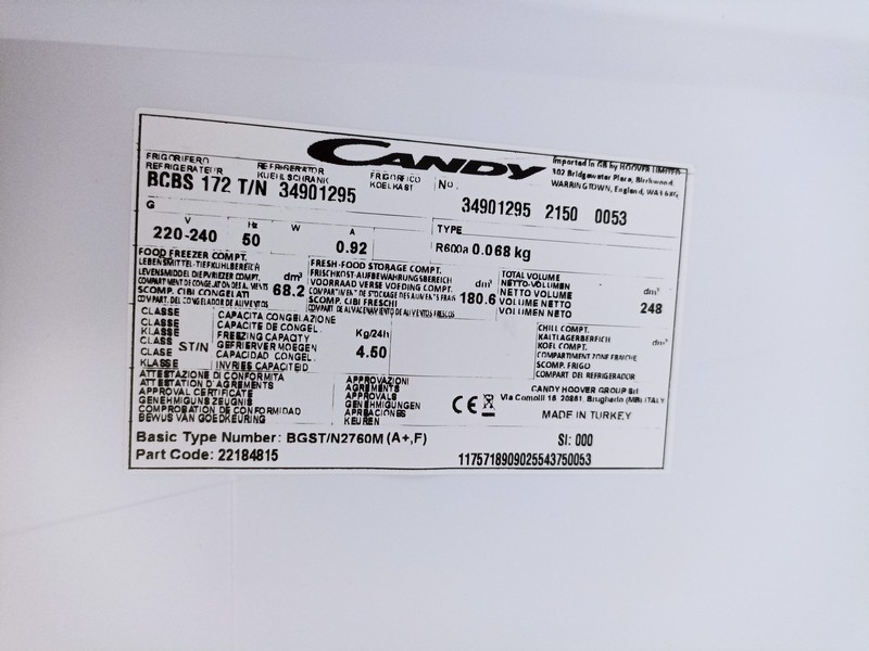 Ugradni frižider Candy BCBS 172 T/N, 177 cm