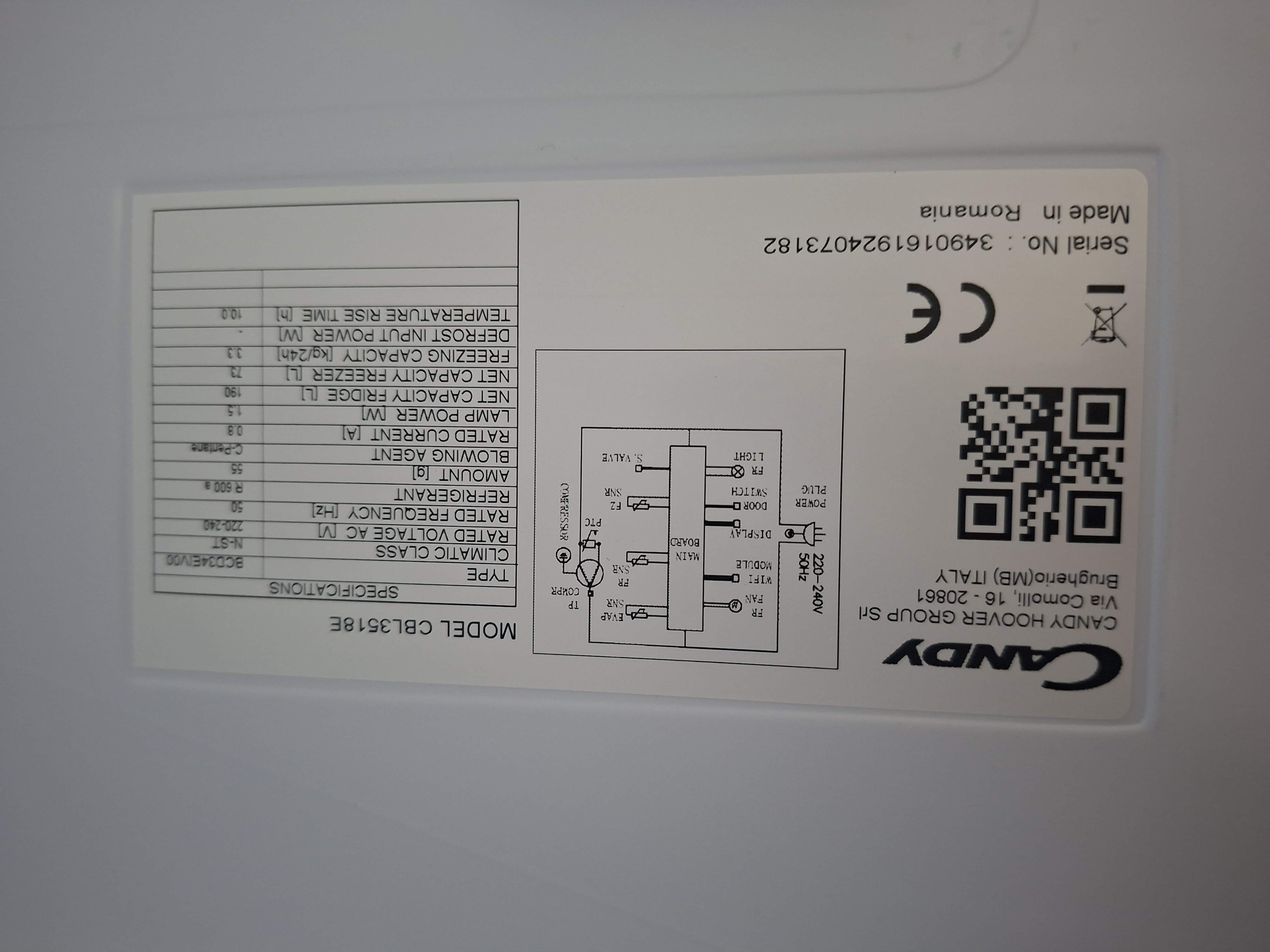 Ugradni frižider Candy CBL3518E , 177 cm