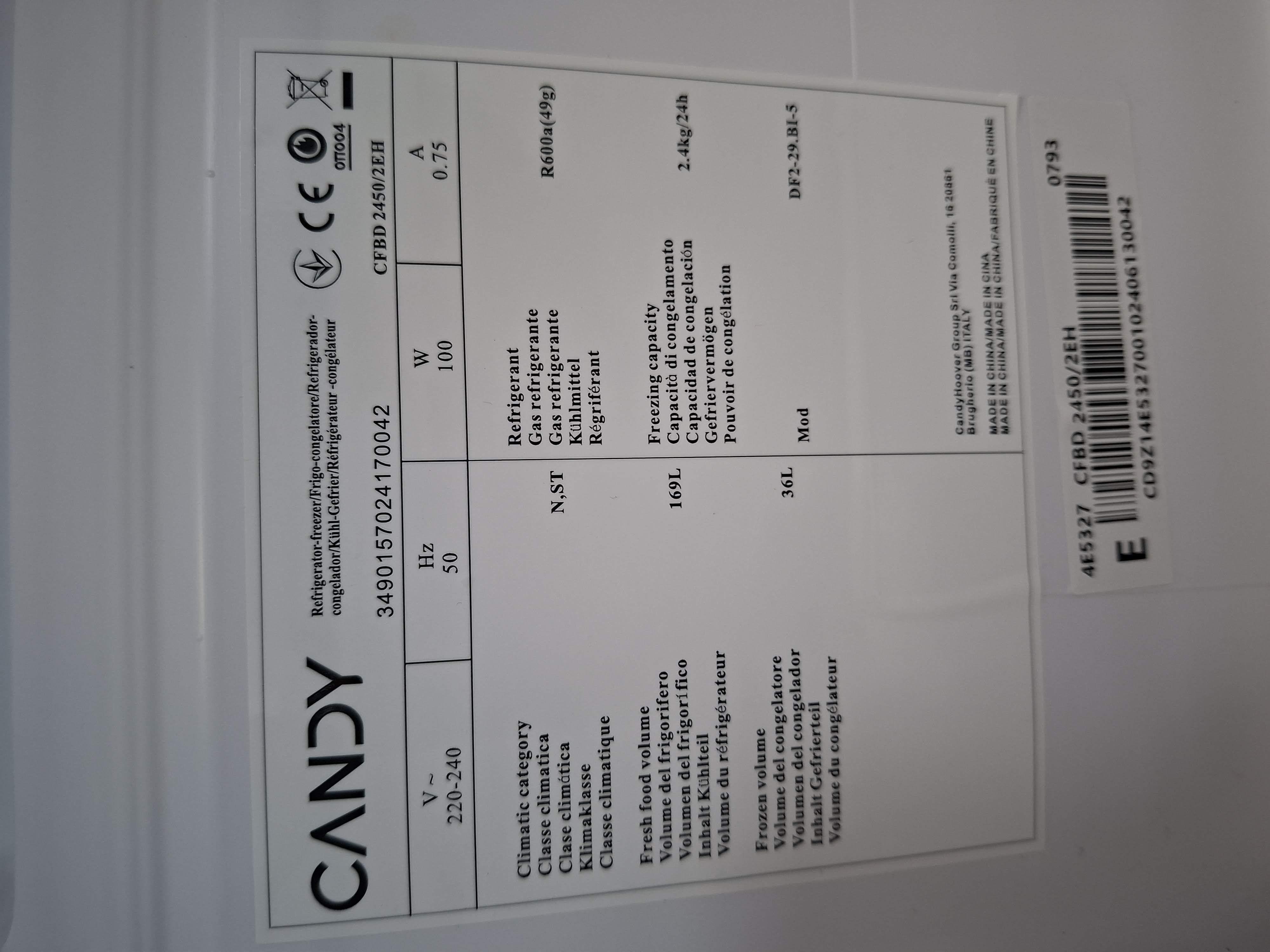 Ugradni frižider Candy CFBD 2450/2EH, 144cm