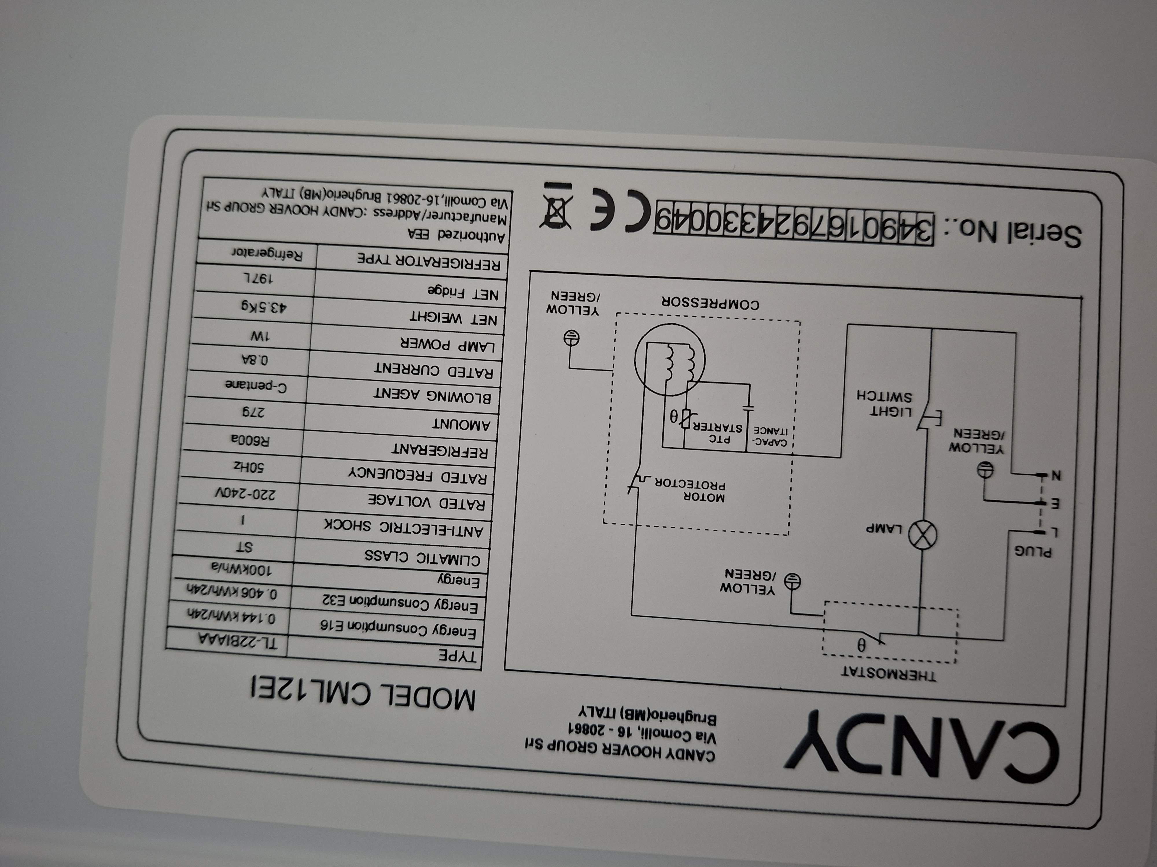 Ugradni frižider Candy CML12EI, 122 cm