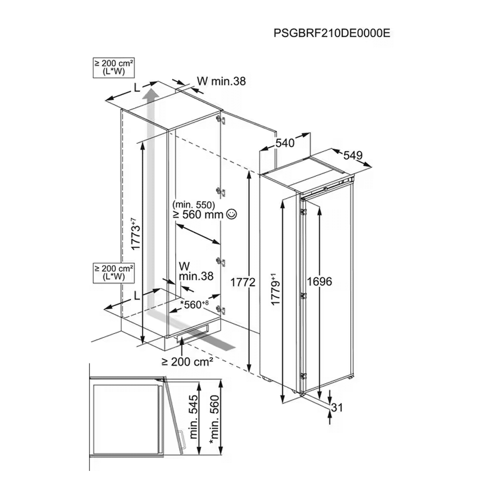 Ugradni Frižider Electrolux KRD6DE18S1 , 177cm.