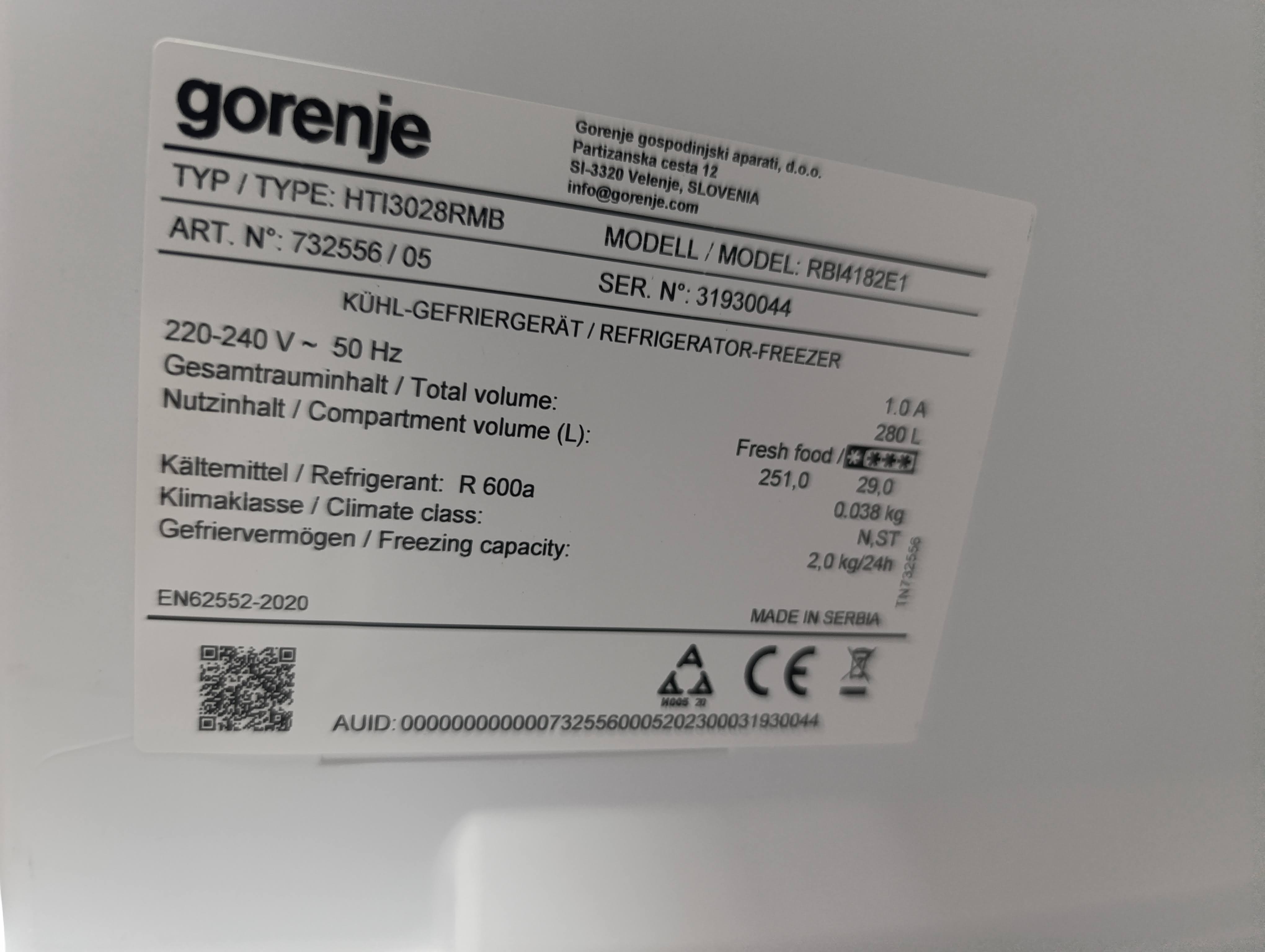 Ugradni frižider Gorenje RBI4182E1 , 177cm