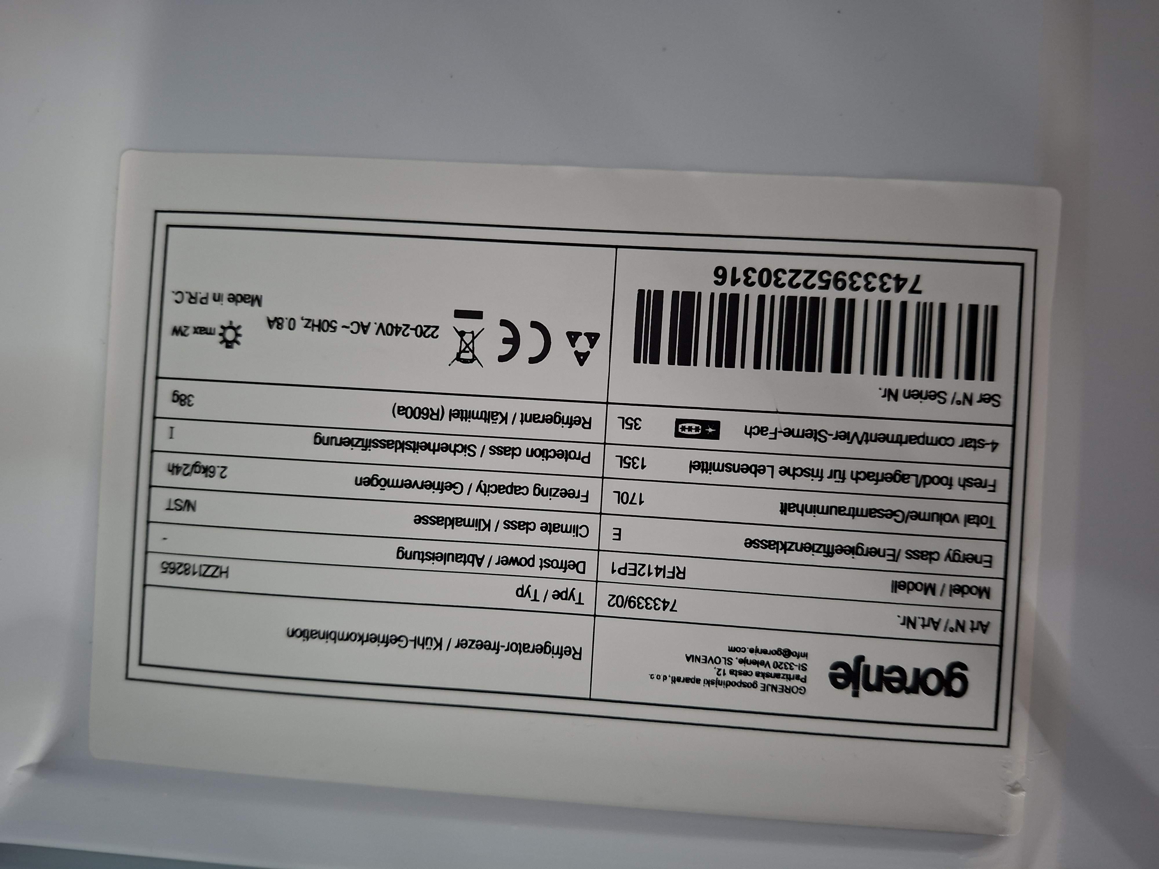 Ugradni Frižider Gorenje RFI412EP1 , 122 cm.