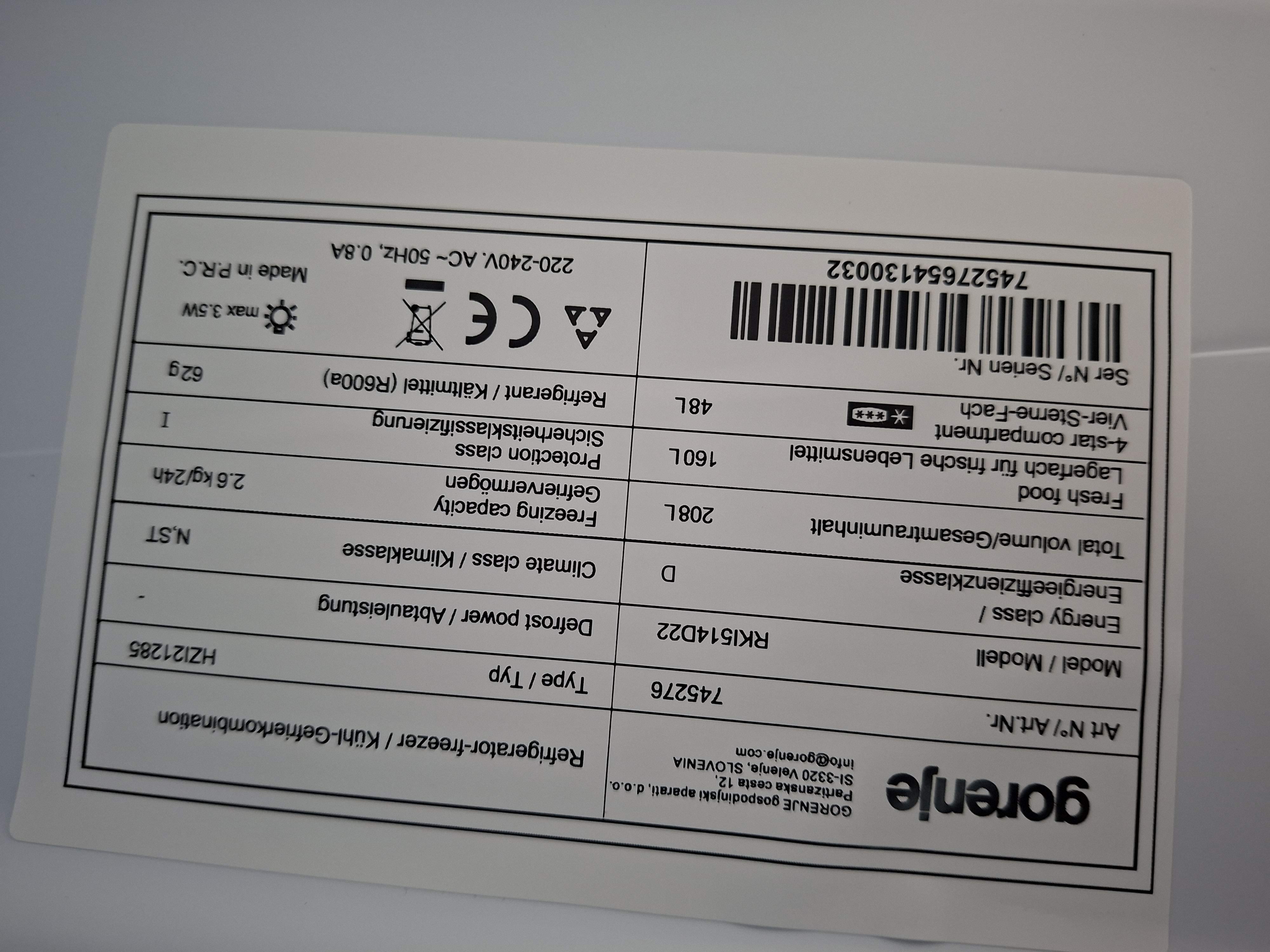 Ugradni Frižider Gorenje RKI514D22 , 144 cm.