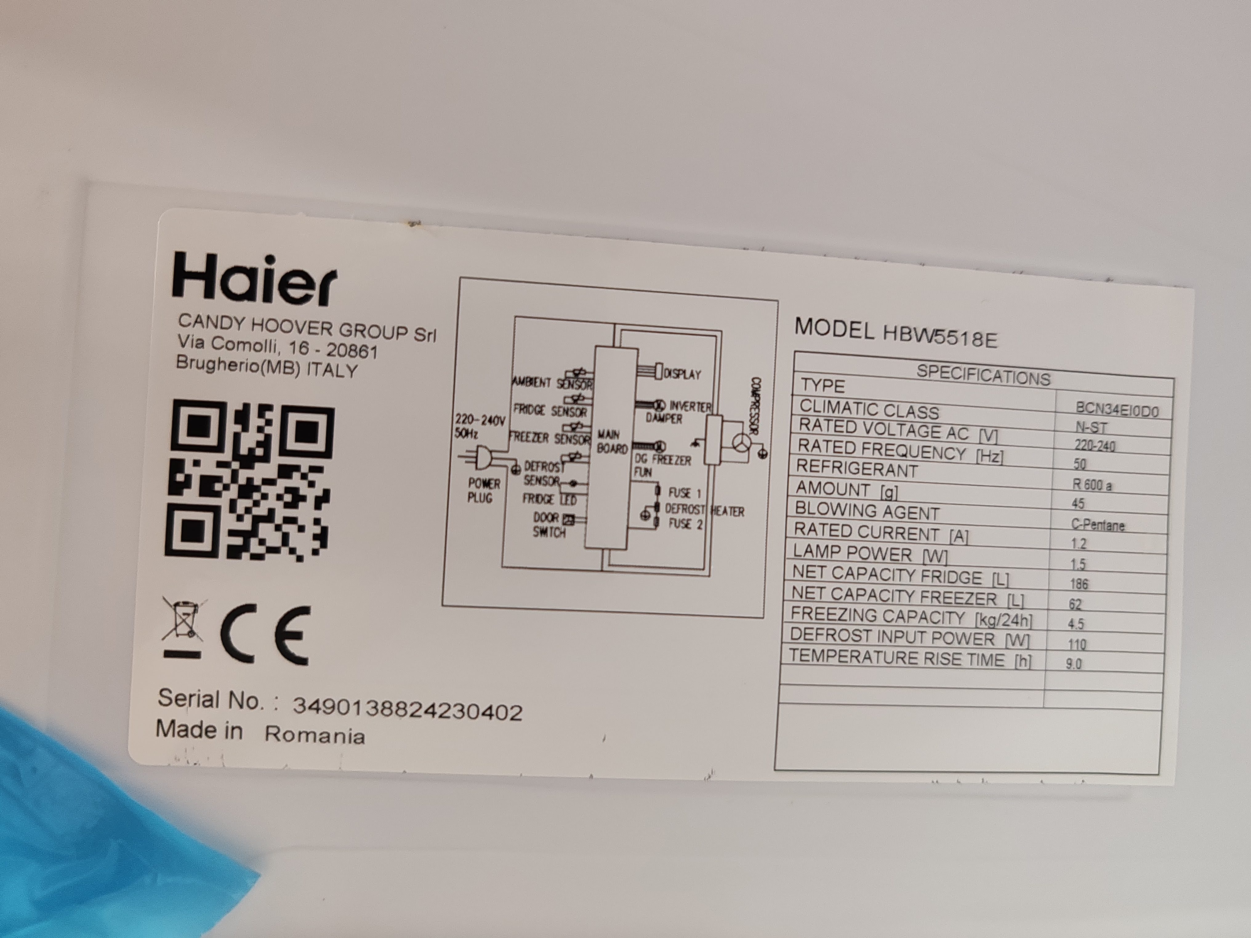 Ugradni Frižider Haier HBW5518E , 177 cm. No Frost