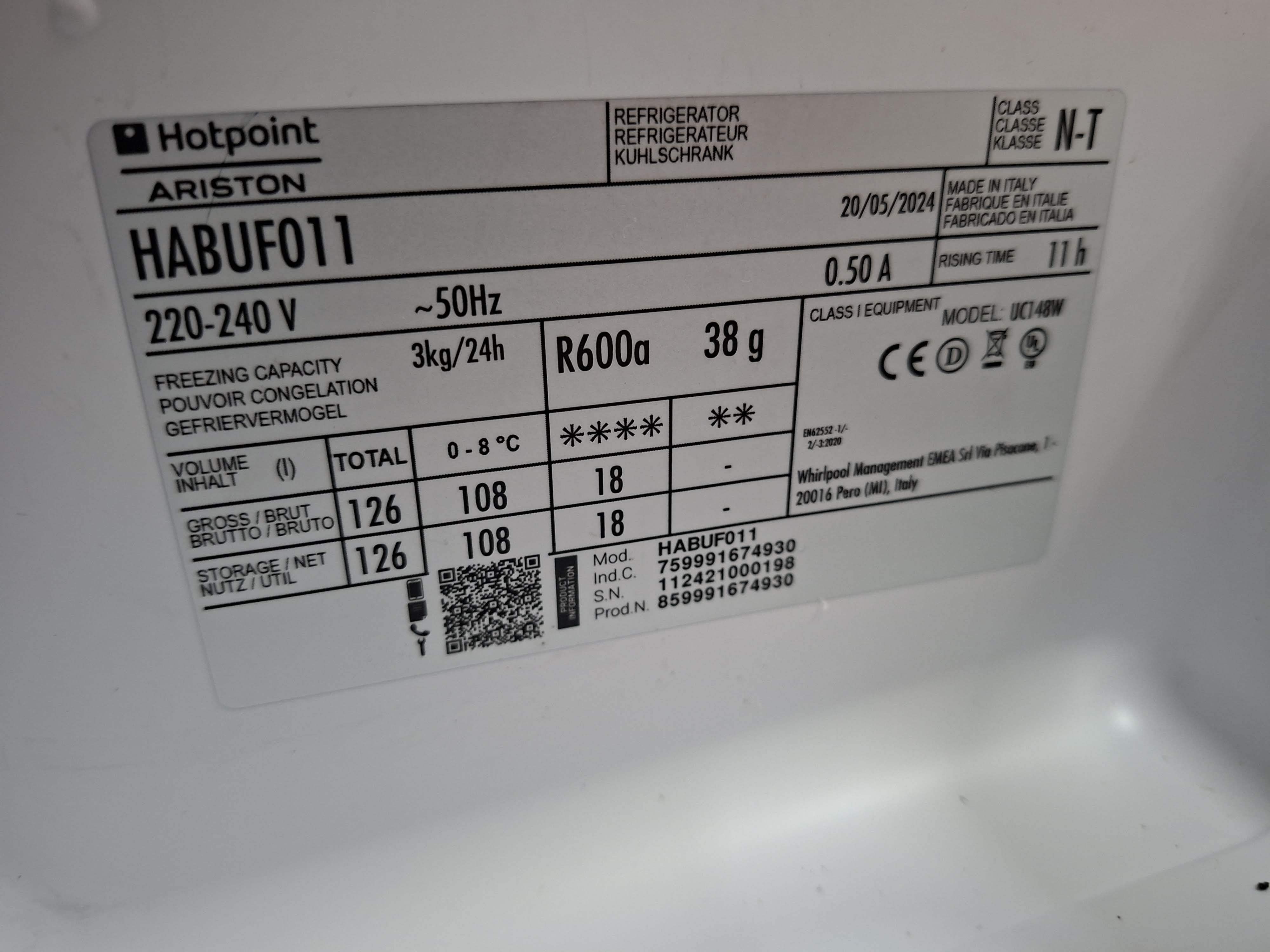 Ugradni Frižider Hotpoint Ariston HABUF011, 82cm