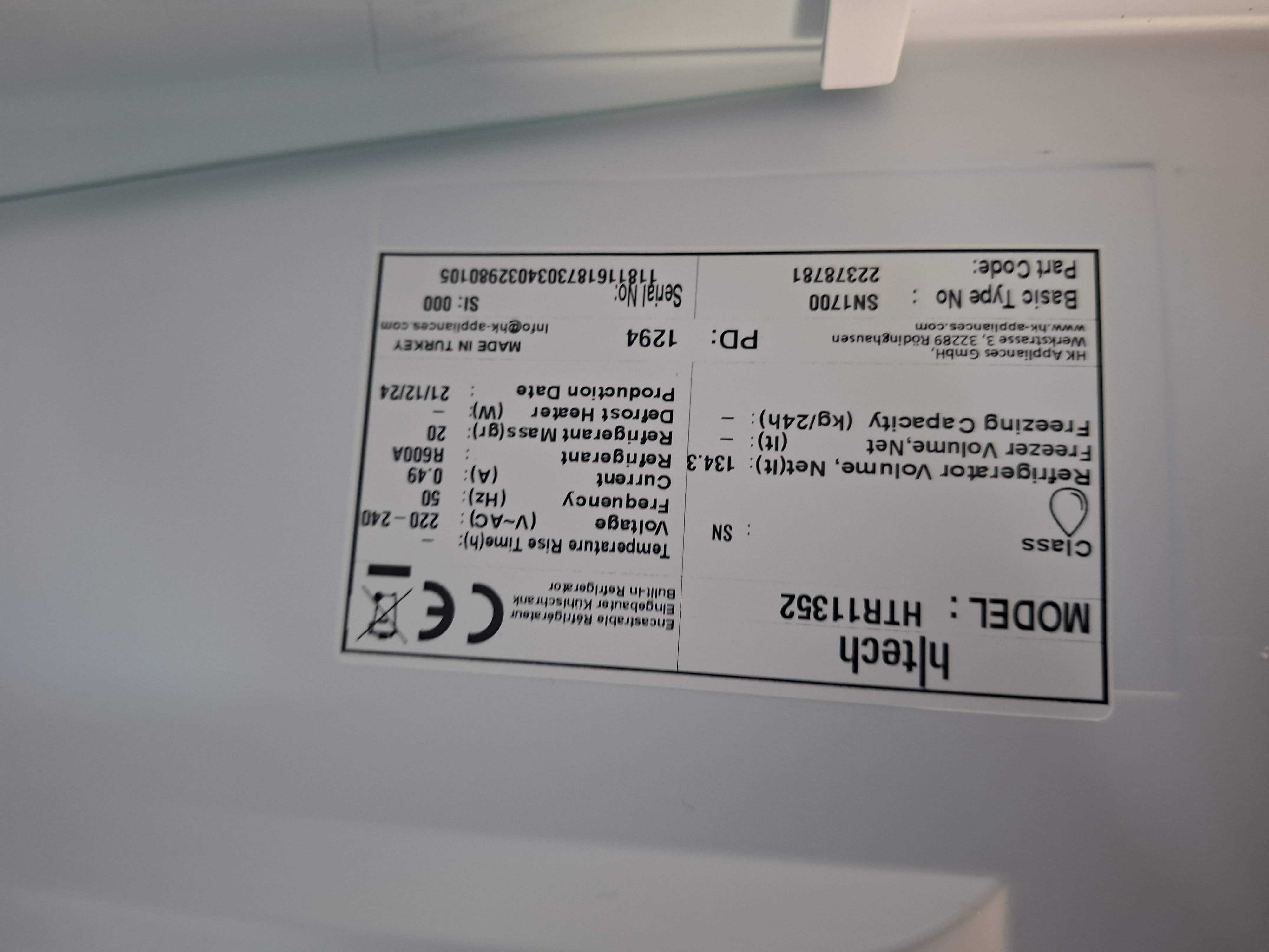 Ugradni frižider Htech HTR11352 (2), 82cm, podpultni