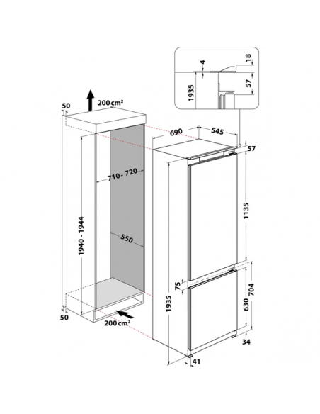 Ugradni Frižider Indesit IND 401, 69cm