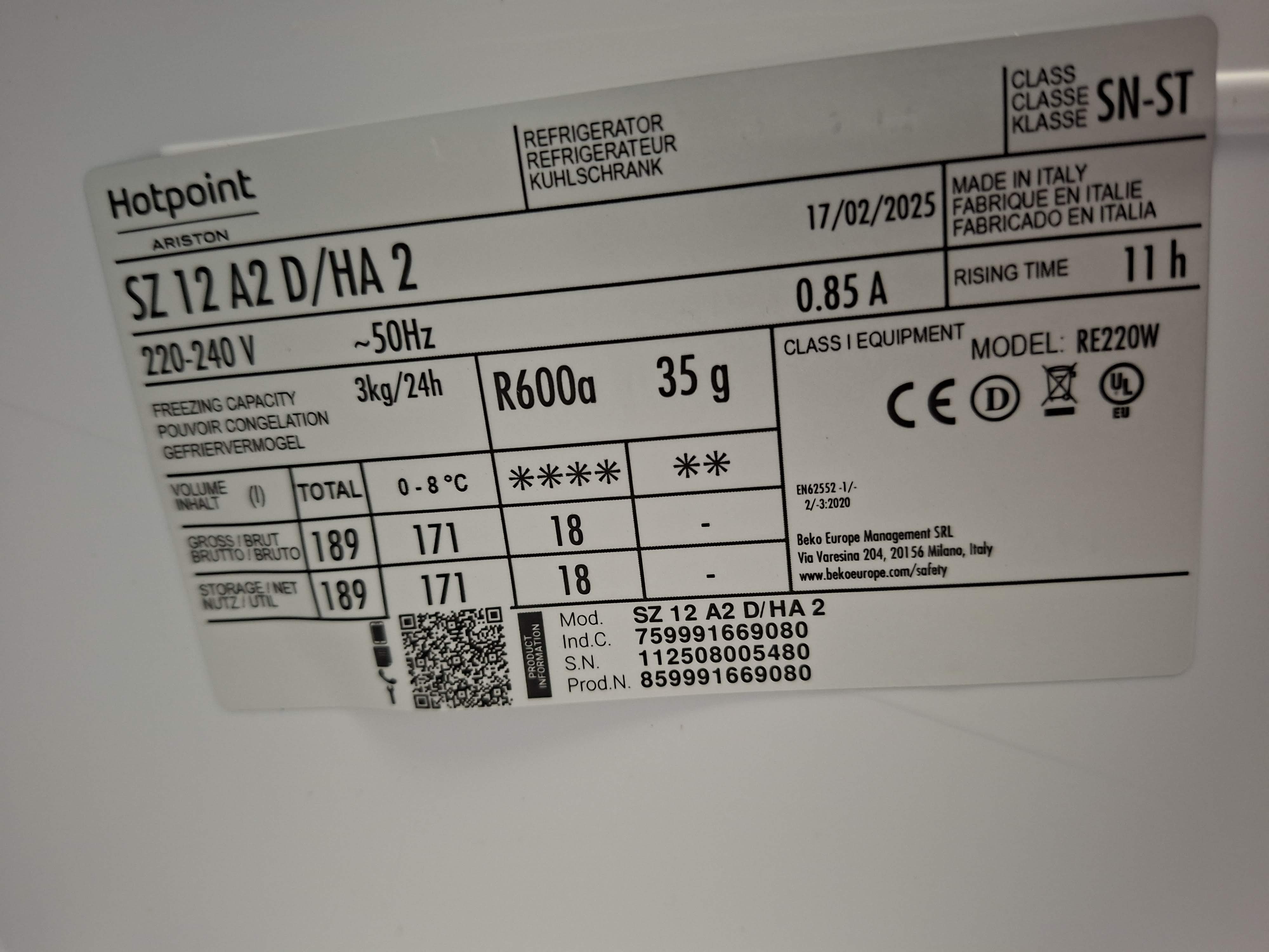 Ugradni Frižider Indesit SZ 12 A2 D/HA 2, 122cm