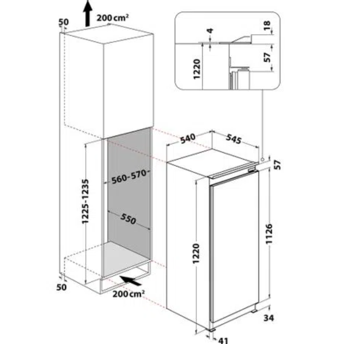 Ugradni Frižider Indesit SZ 12 A2 D/HA 2, 122cm