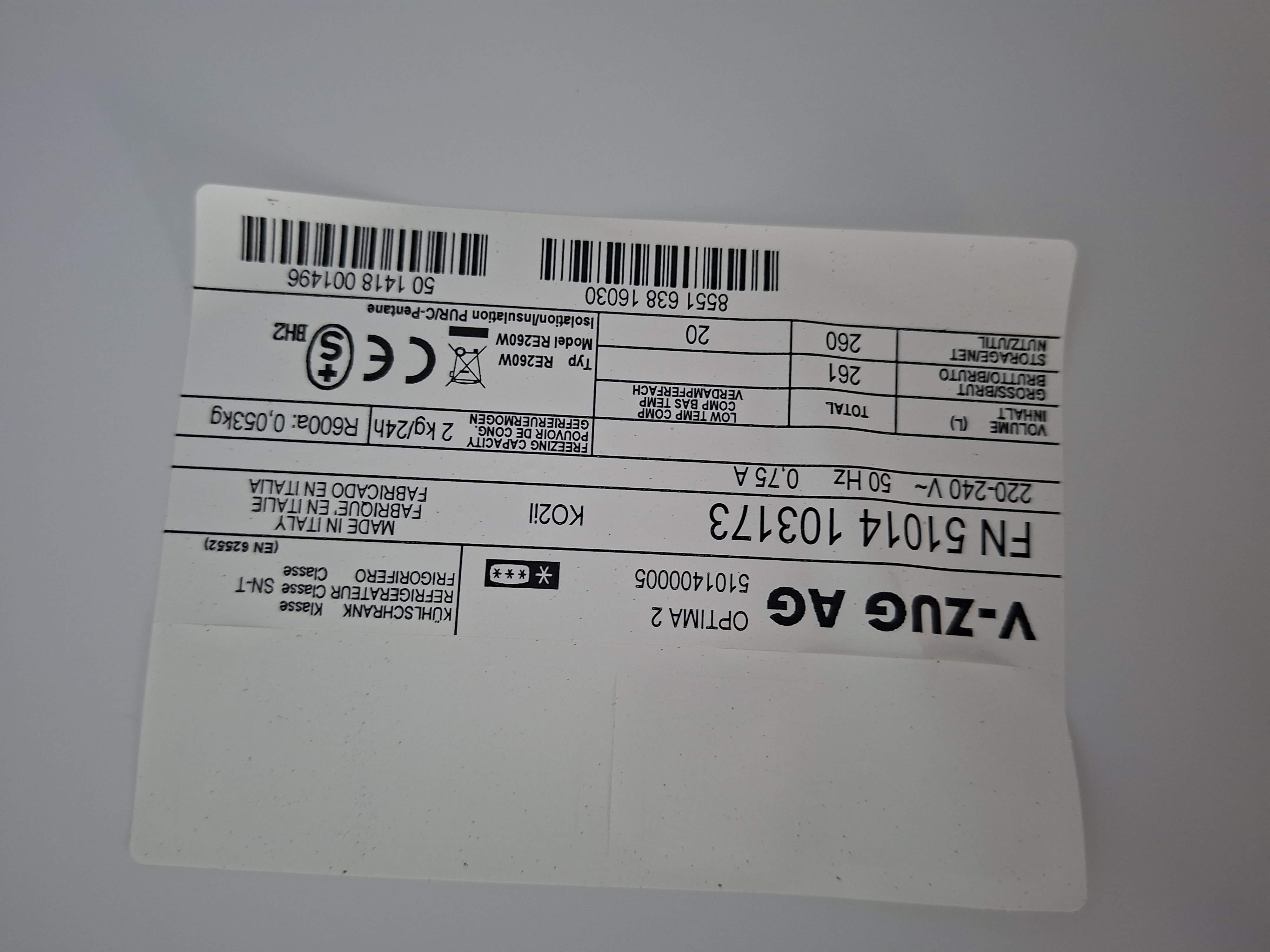 Ugradni Frižider V-Zug Optima 2, 153 cm