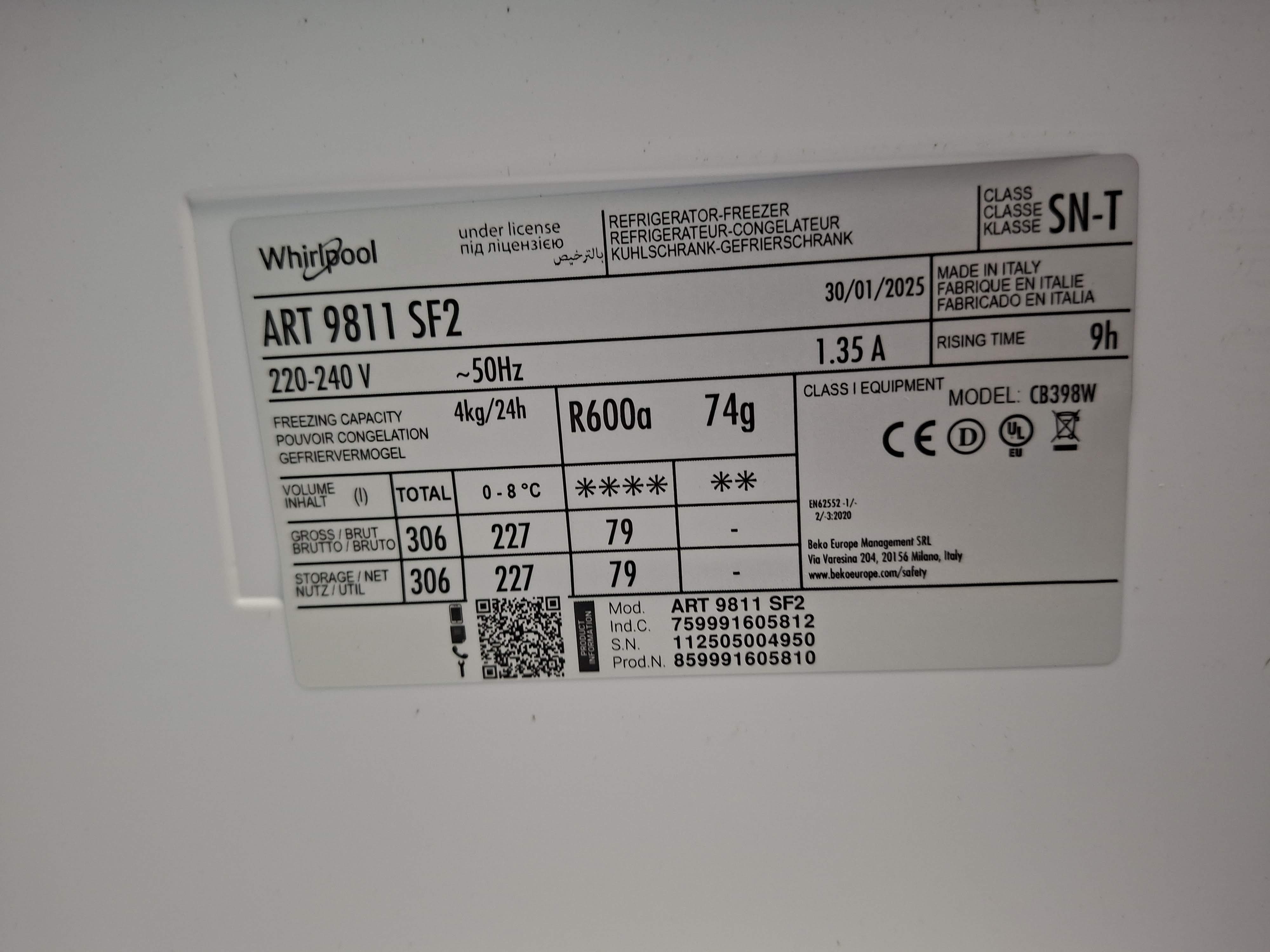Ugradni frižider Whirlpool ART 9811 SF2, 194cm