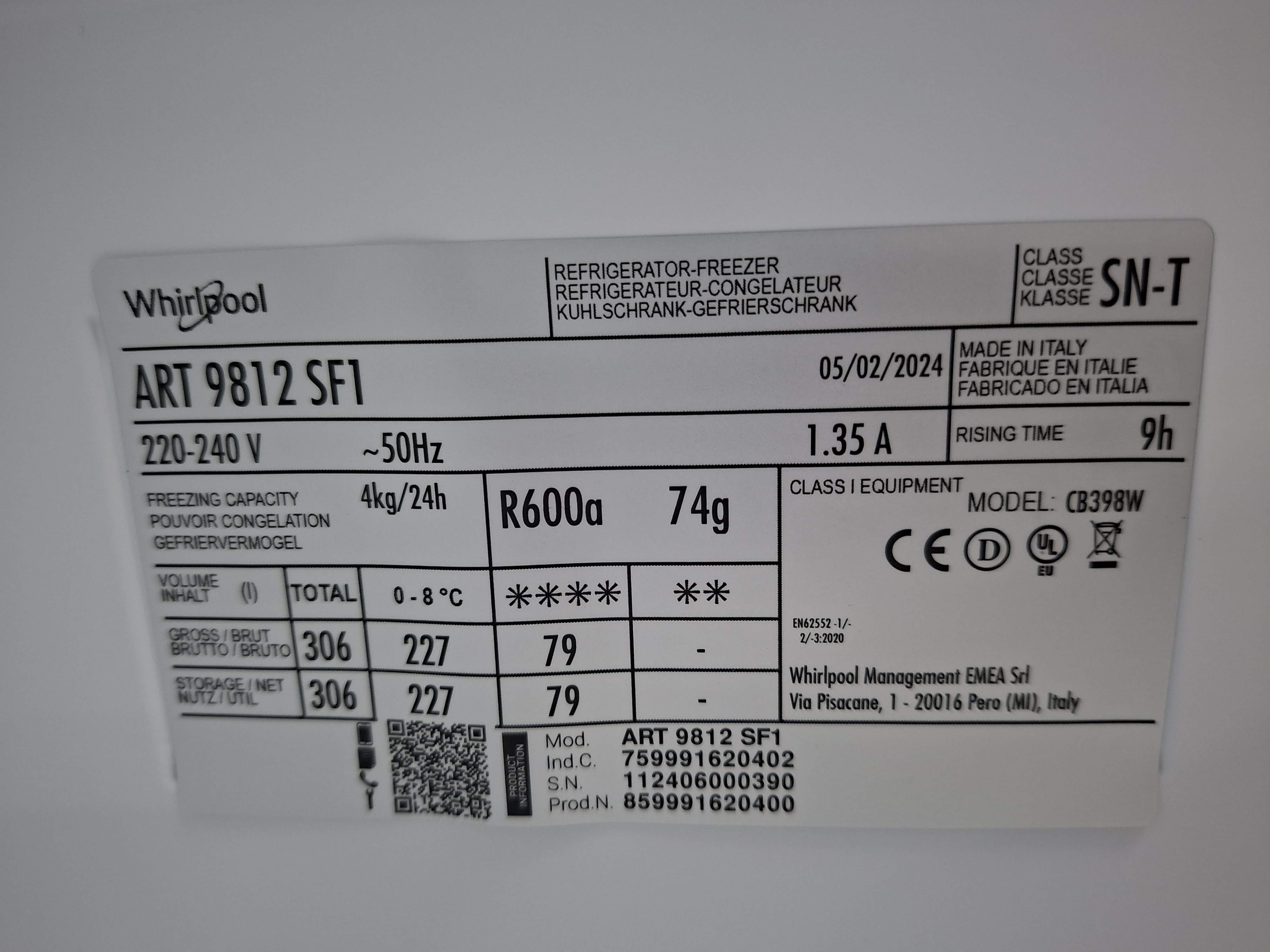 Ugradni frižider Whirlpool ART 9812 SF1, 194cm
