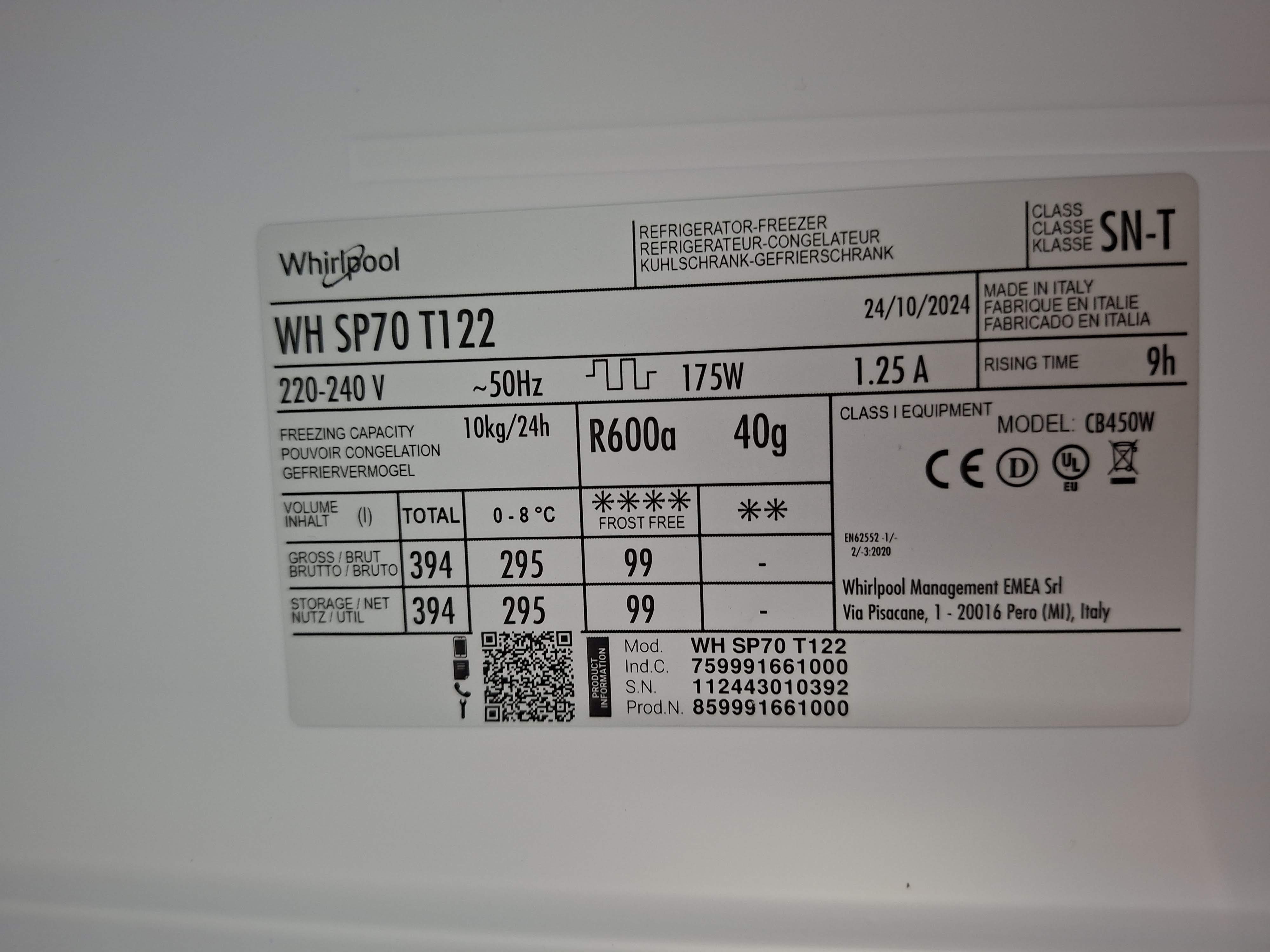 Ugradni Frižider Whirlpool WH SP70 T122 , 194x69 cm.