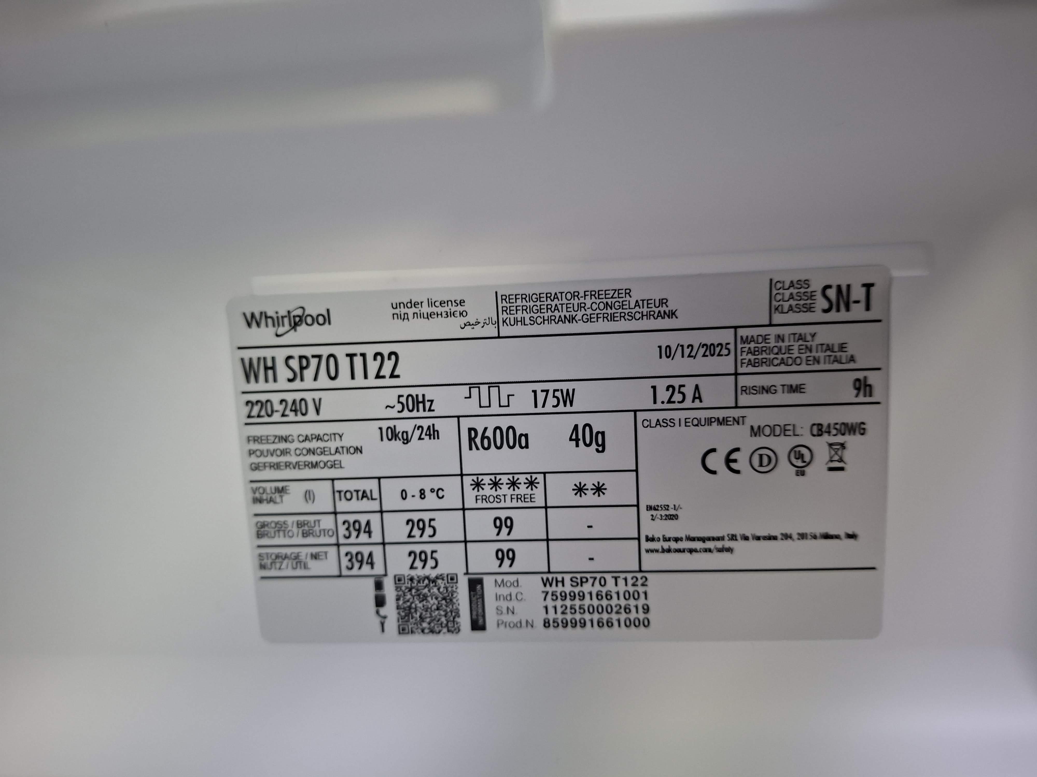 Ugradni Frižider Whirlpool WH SP70 T122 , 194x69 cm.