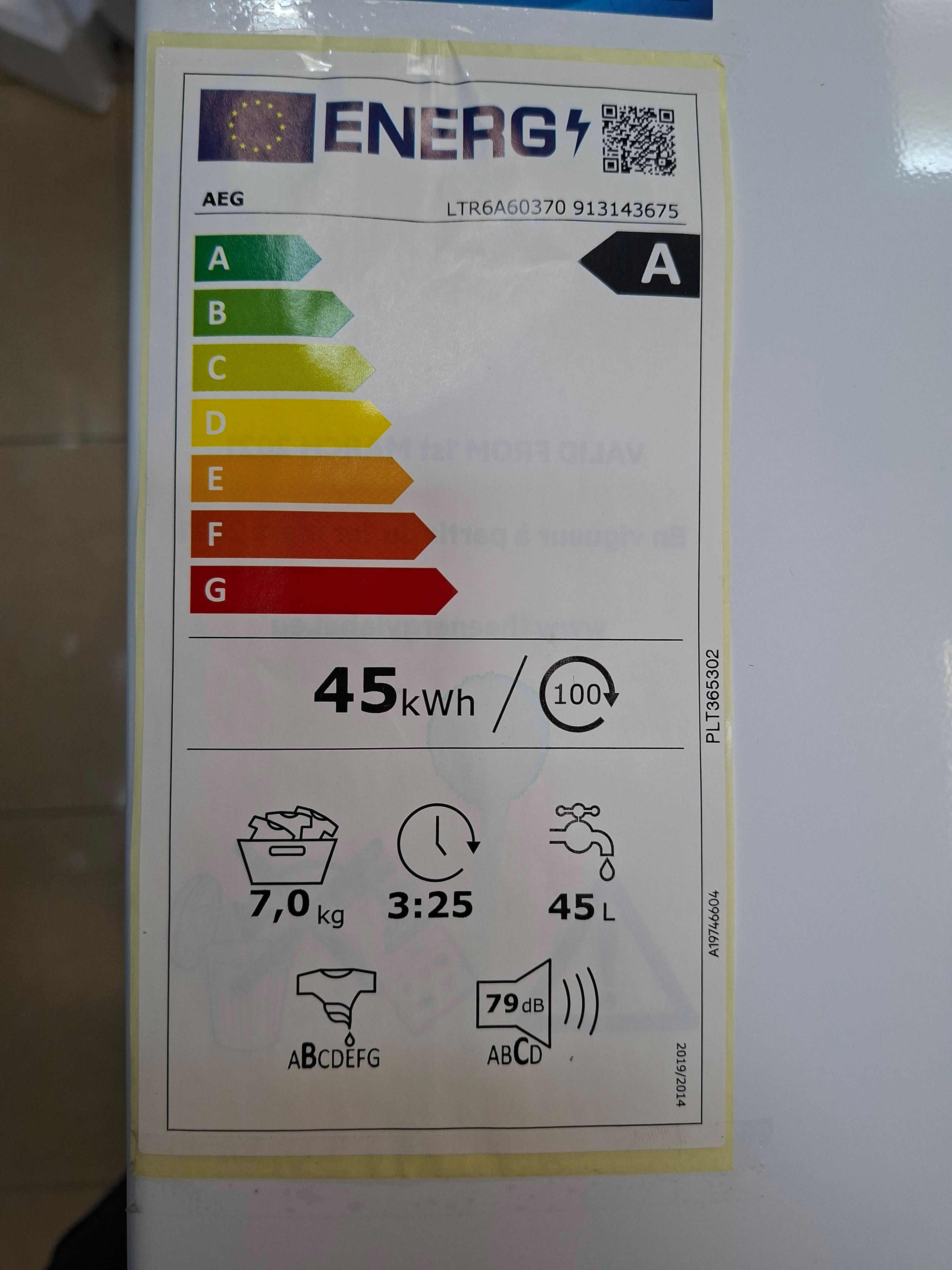 Veš mašina AEG LTR6A60370  , 7 kg.