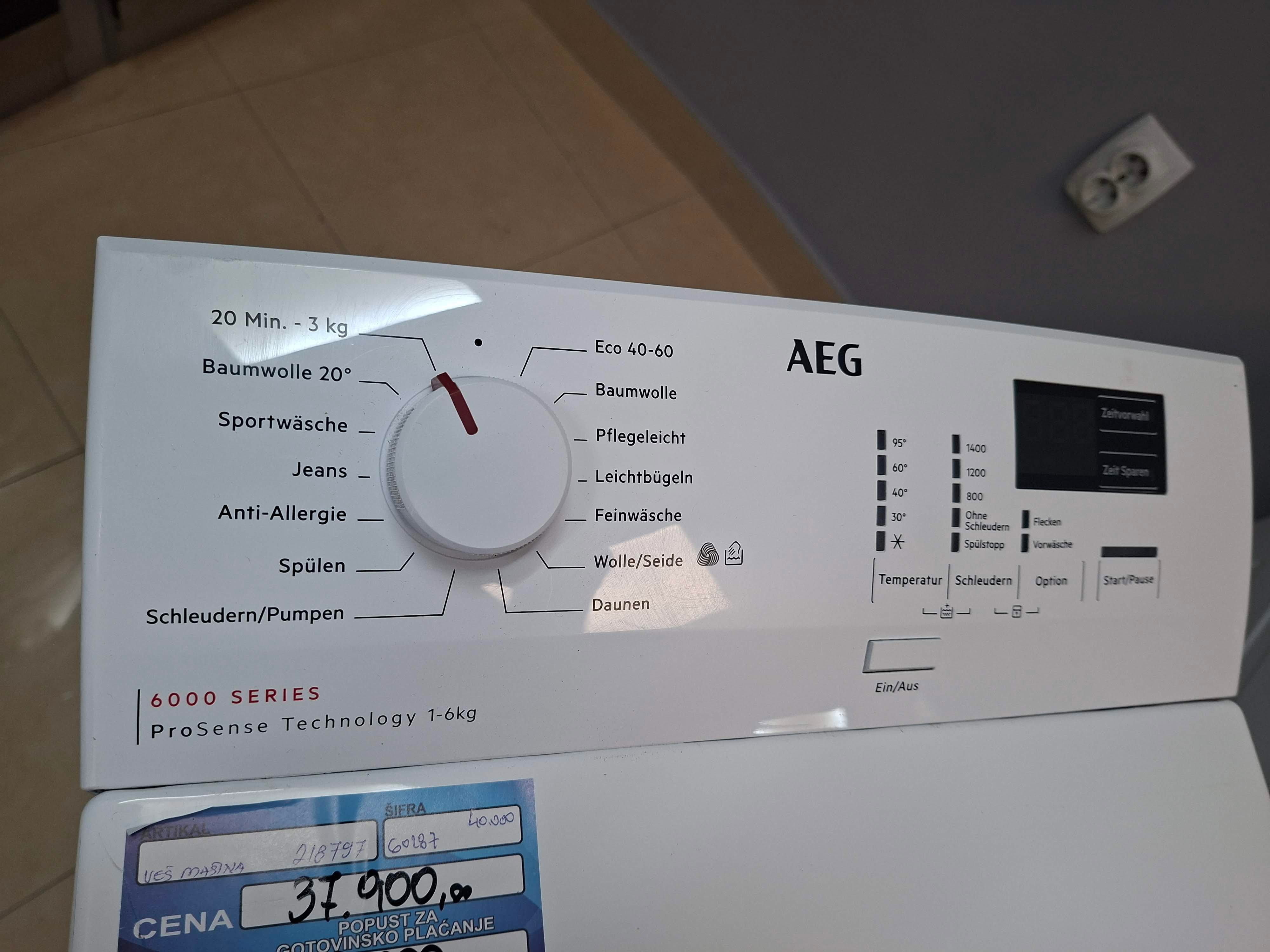 Veš mašina AEG LTR6T4EP3, 6 kg.