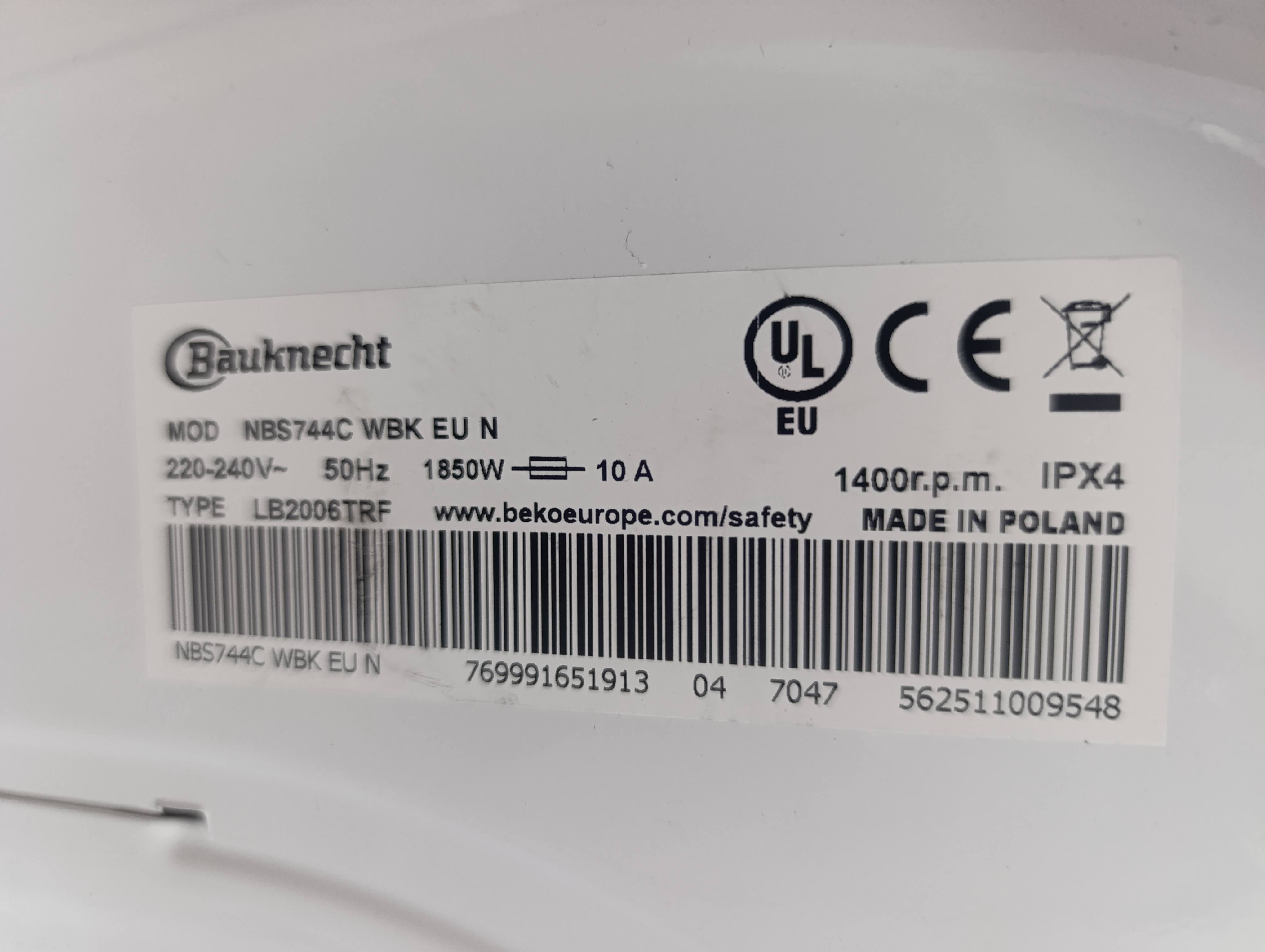 Veš mašina Bauknecht NBS744C WBK EU N, 7kg