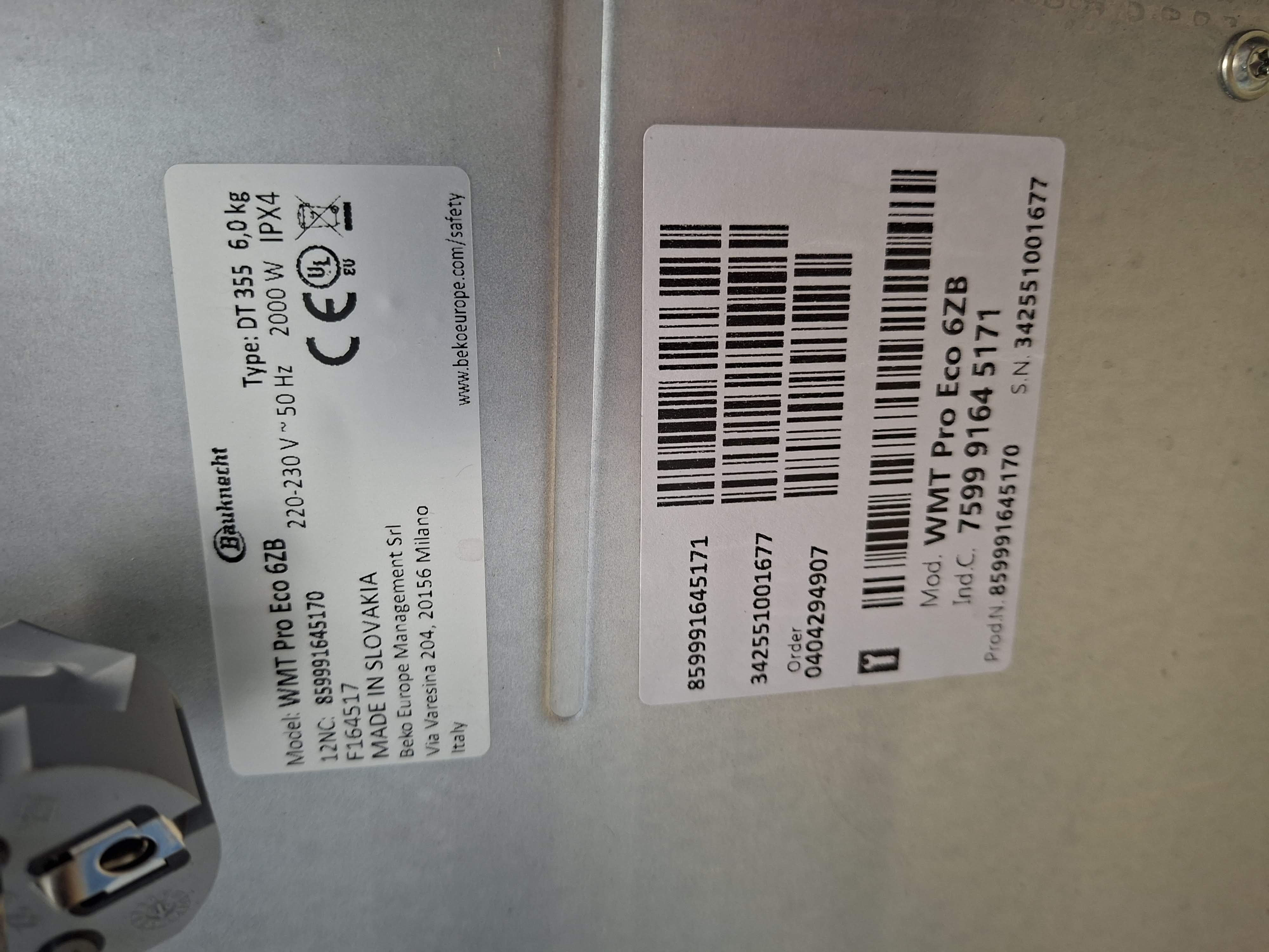 Veš mašina Bauknecht WMT Pro Eco 6ZB, 6kg, Zen motor