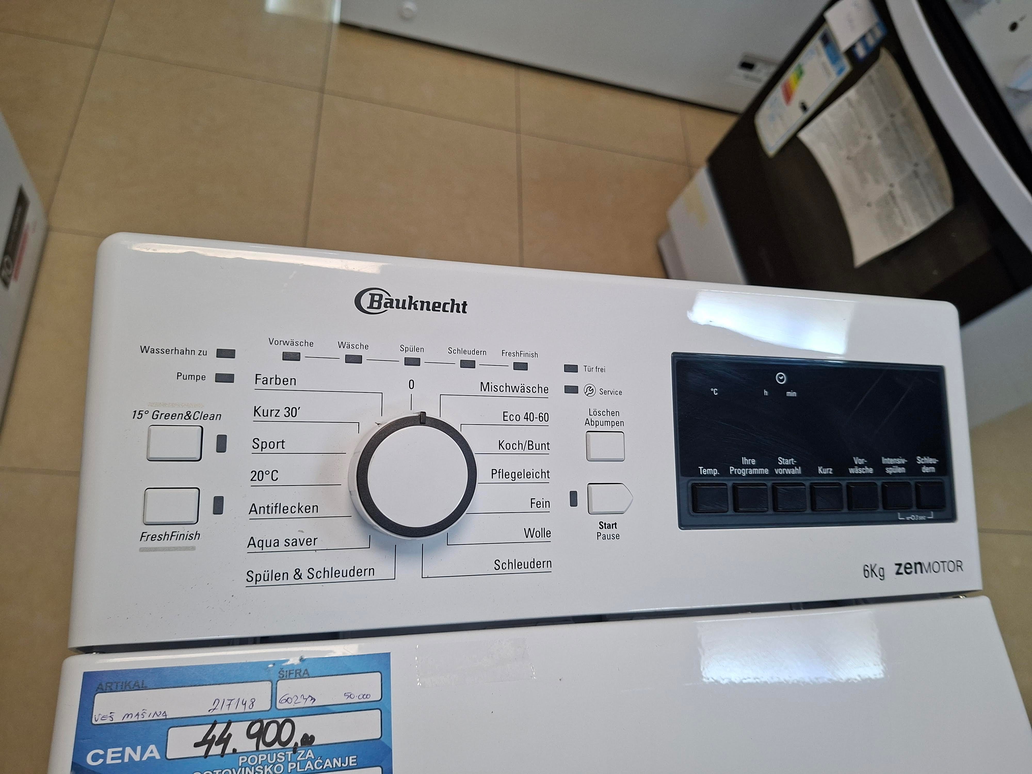 Veš mašina Bauknecht WMT Pro Eco 6ZB, 6kg, Zen motor