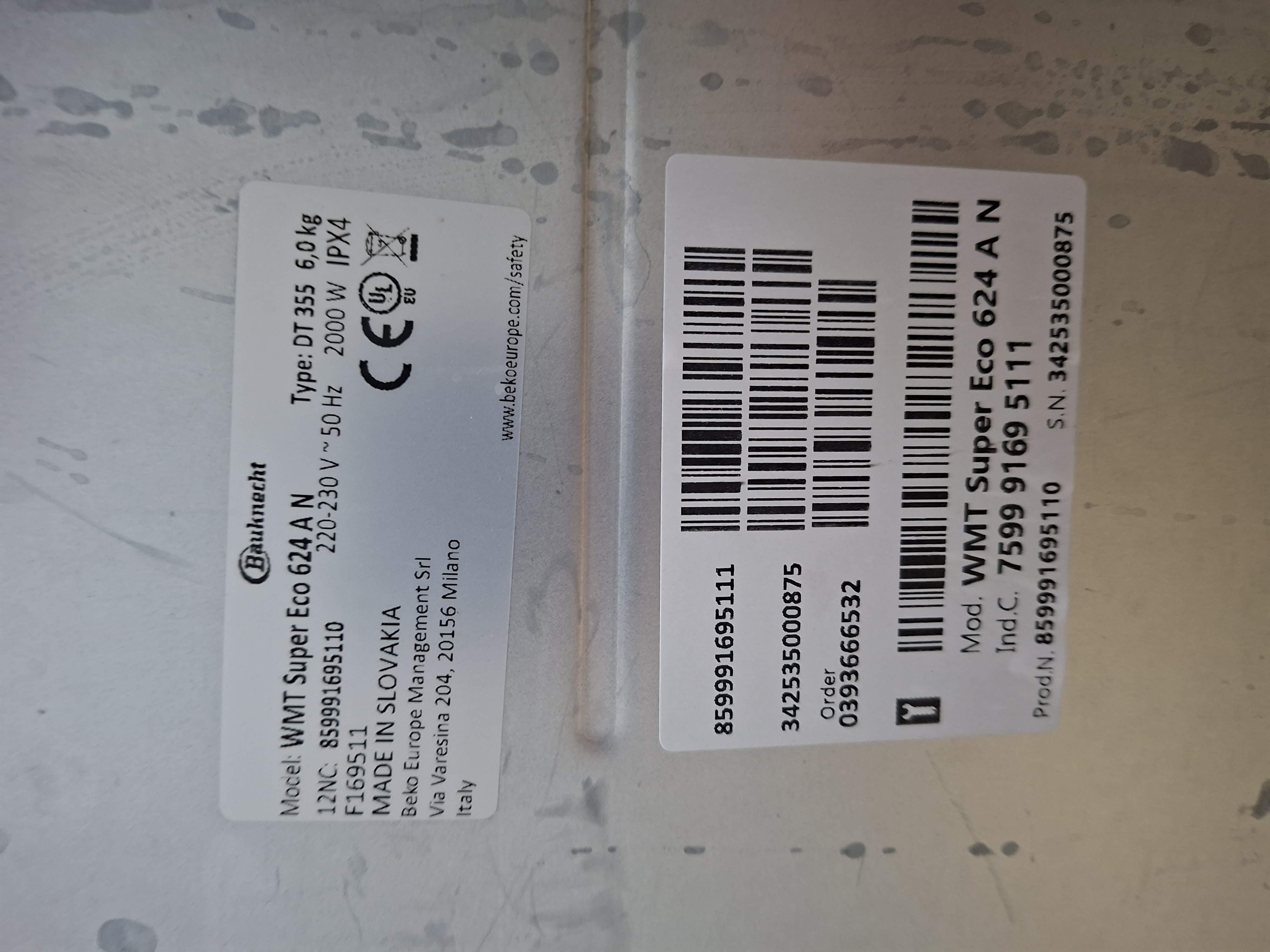 Veš mašina Bauknecht WMT Super Eco 624 A N , 6 kg