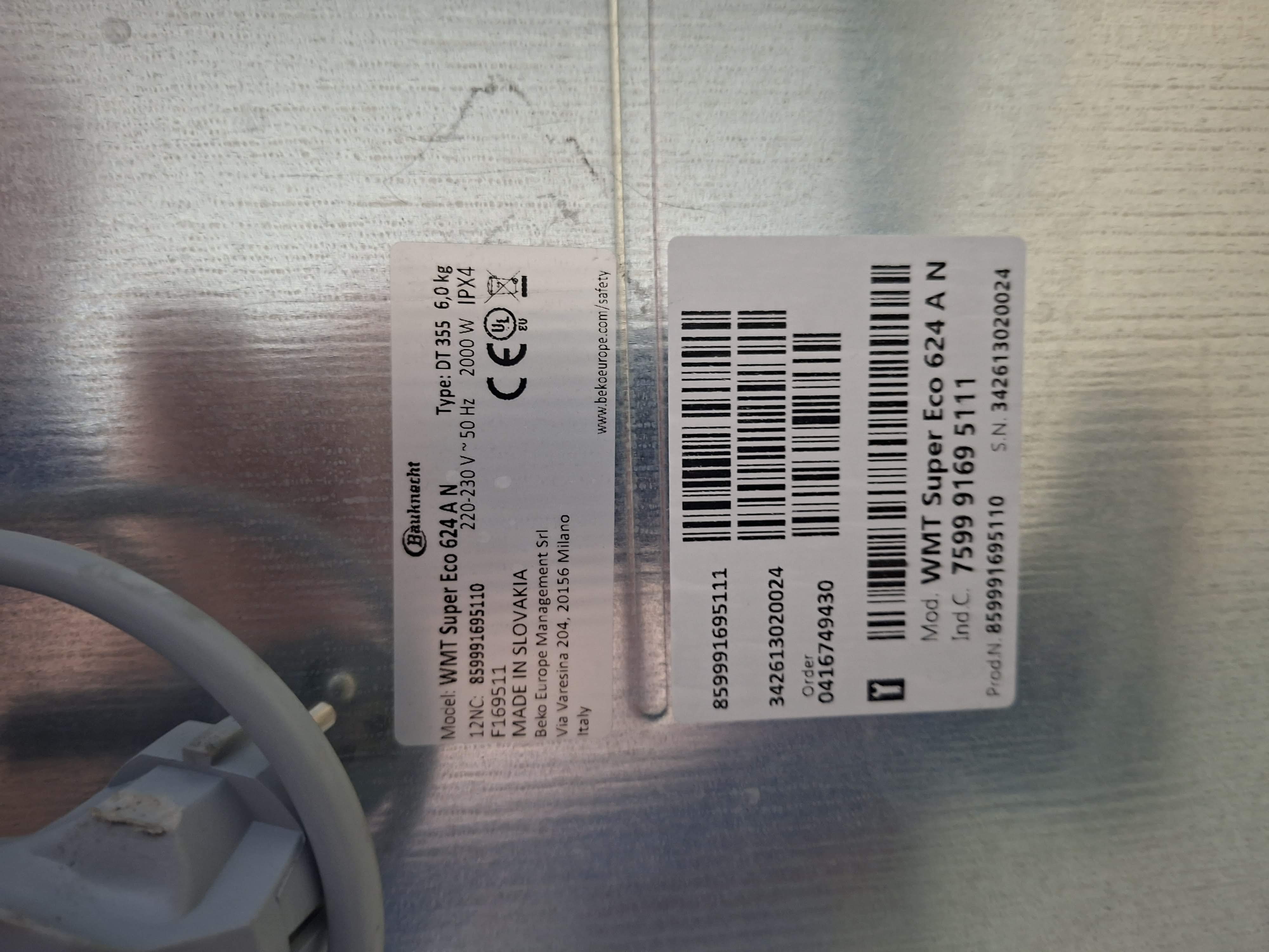 Veš mašina Bauknecht WMT Super Eco 624 A N , 6 kg