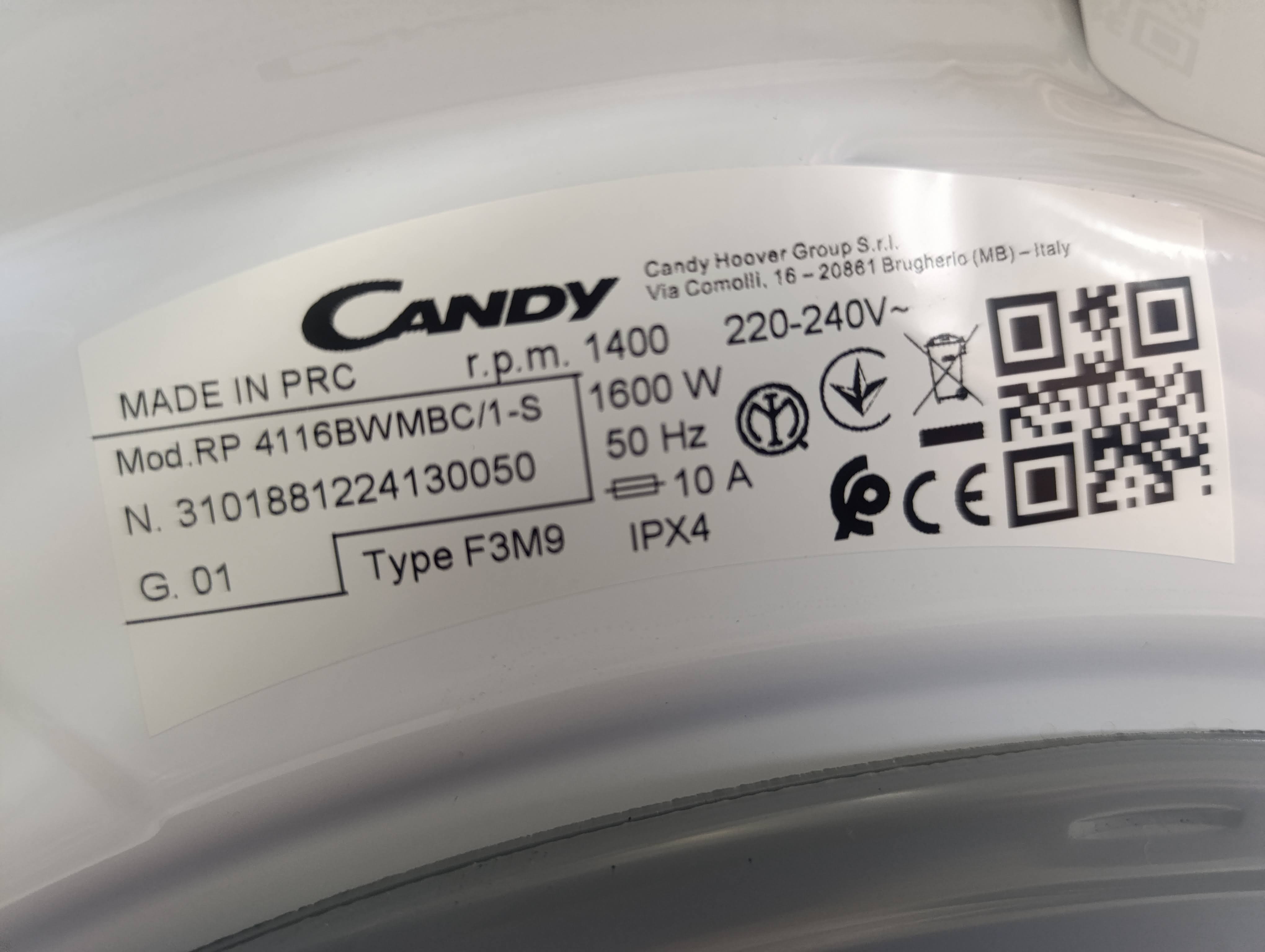 Veš mašina Candy Rapido Pro RP 4116BWMBC/1-S , 11 kg.
