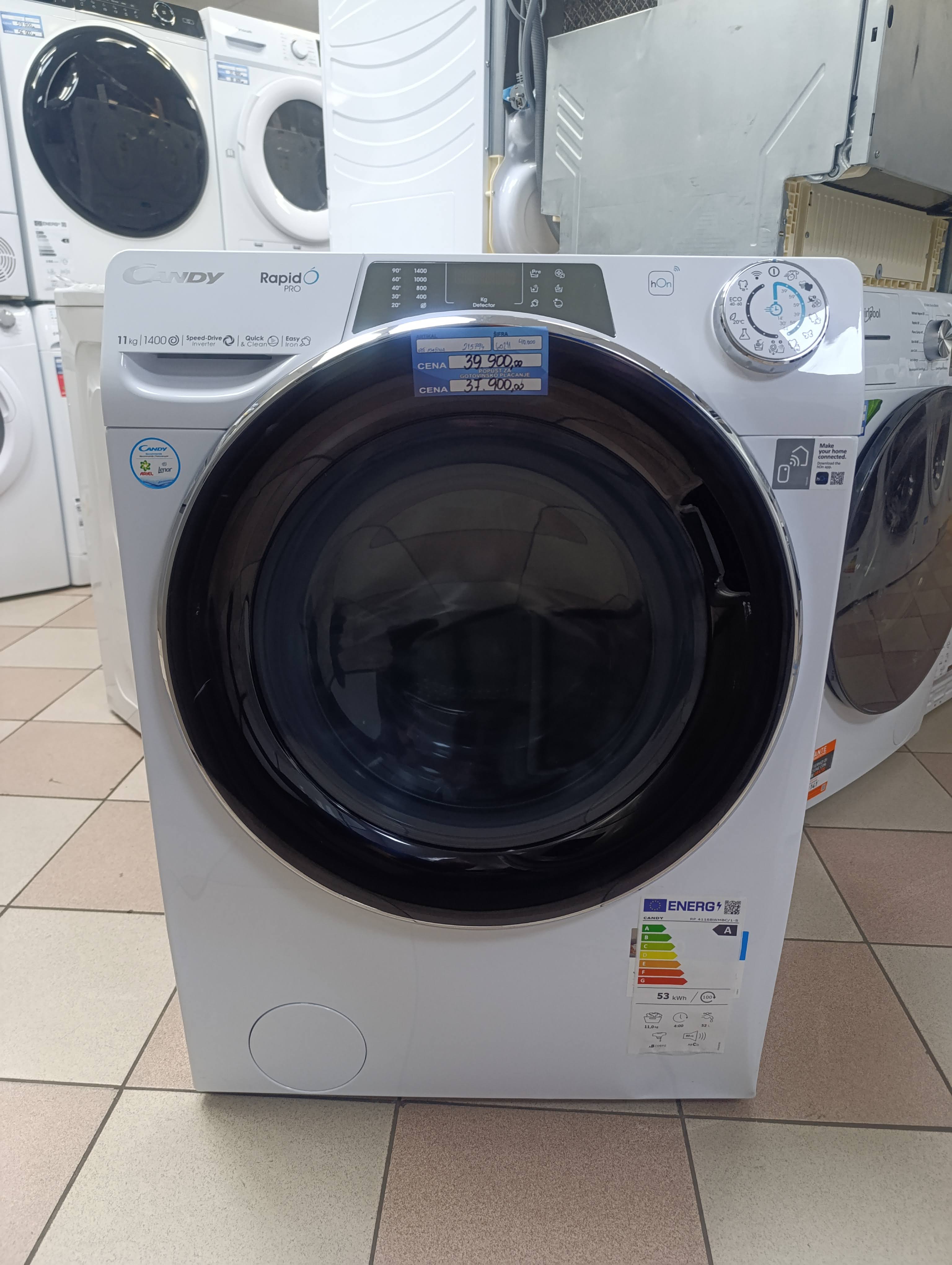 Veš mašina Candy Rapido Pro RP 4116BWMBC/1-S , 11 kg.