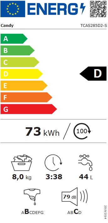 Veš mašina Candy TCAS285D2-S , 8 kg.