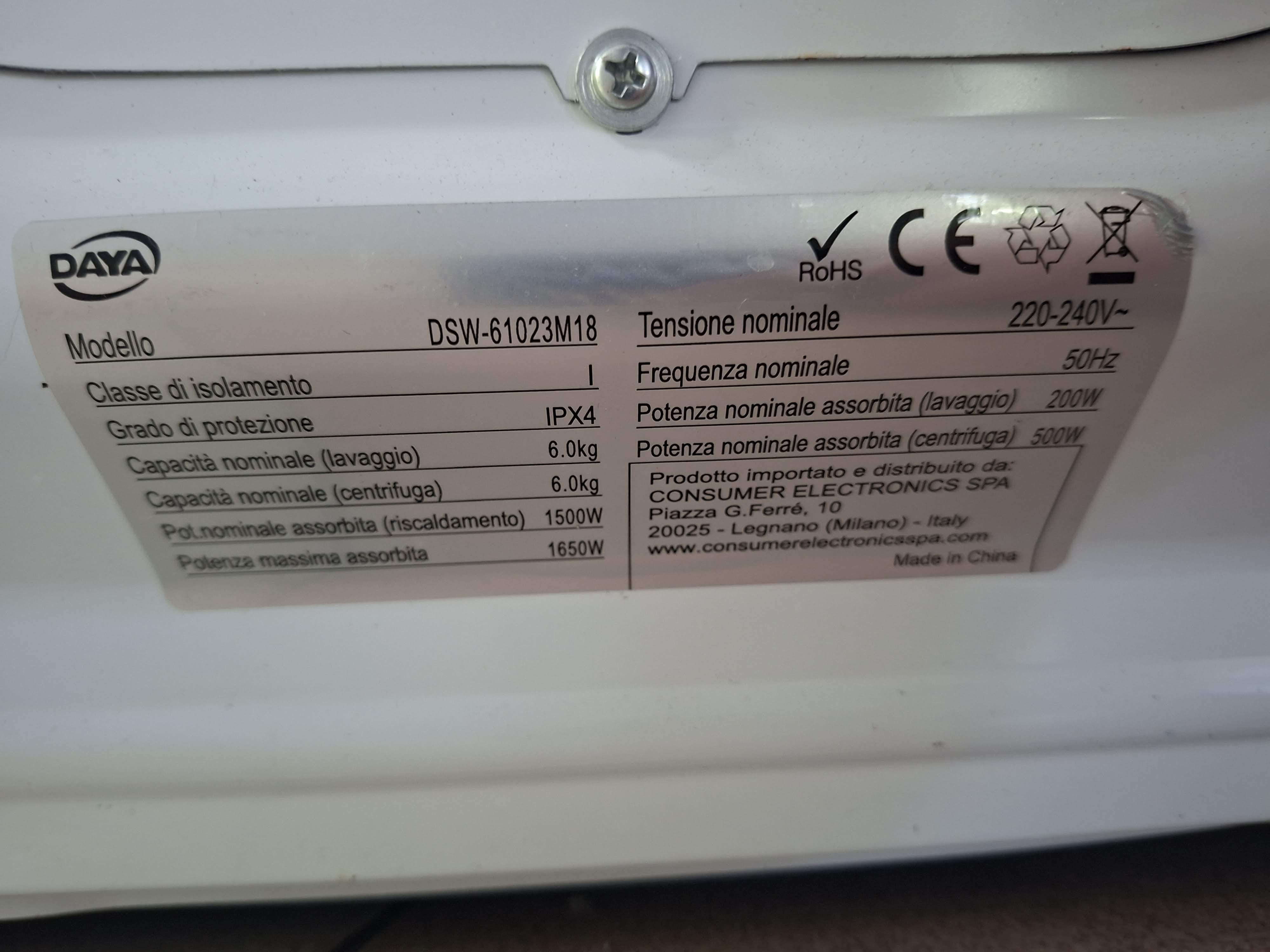 Veš mašina DAYA DSW-61023M18, 6 kg, slim