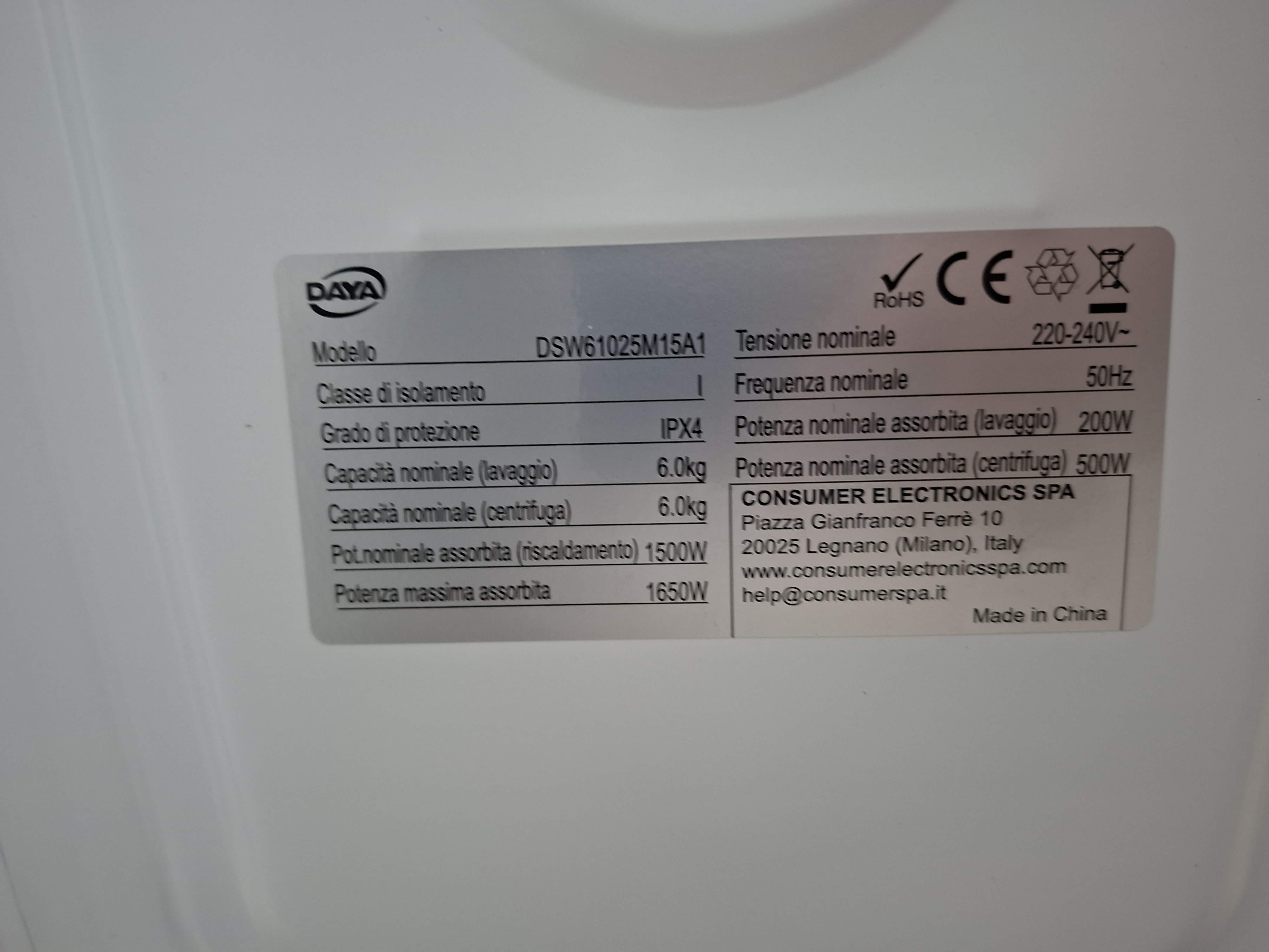 Veš mašina DAYA DSW61025M15A1 , 6 kg, slim