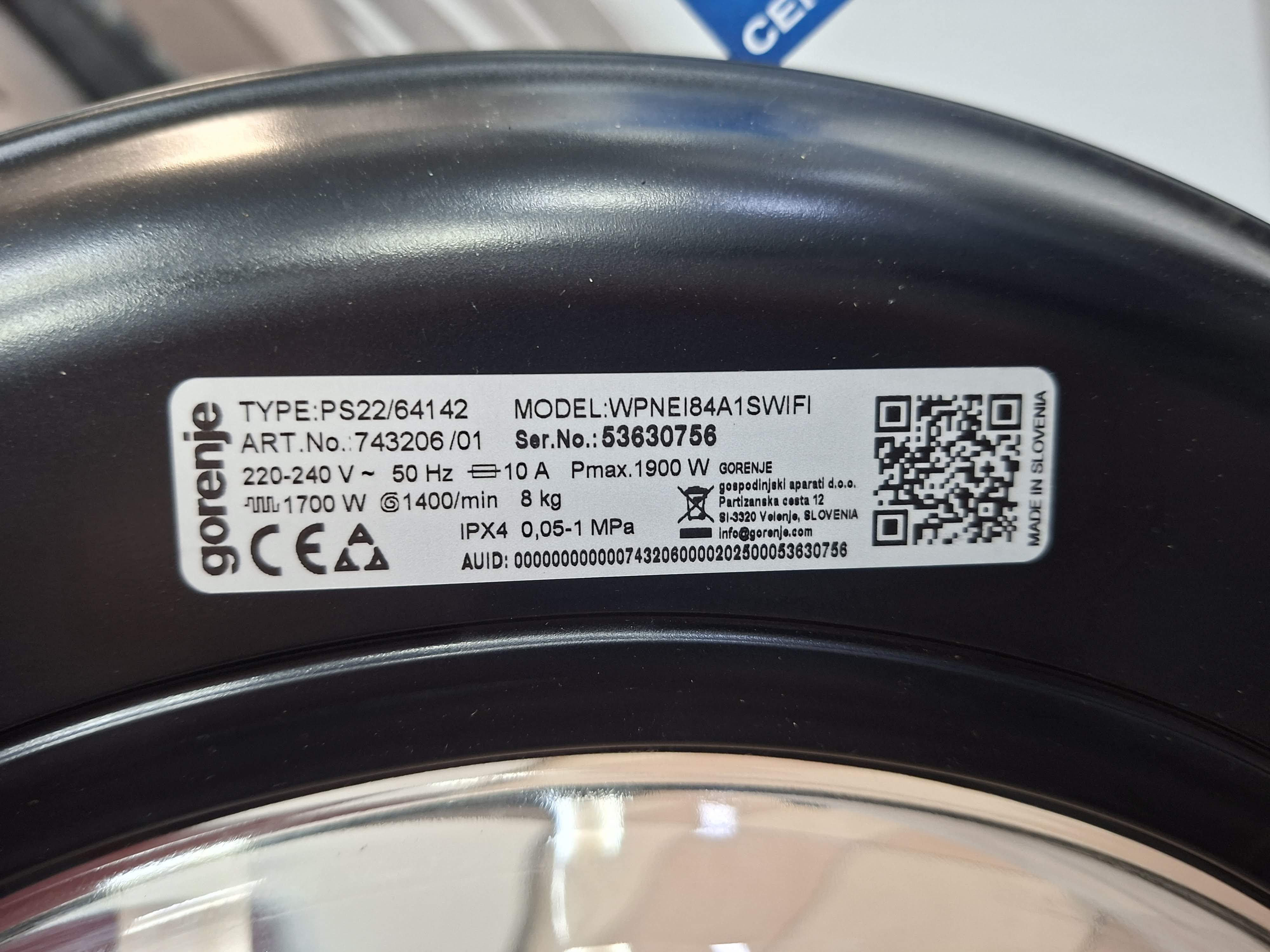 Veš mašina Gorenje WPNEI84A1SWIFI , 8 kg.