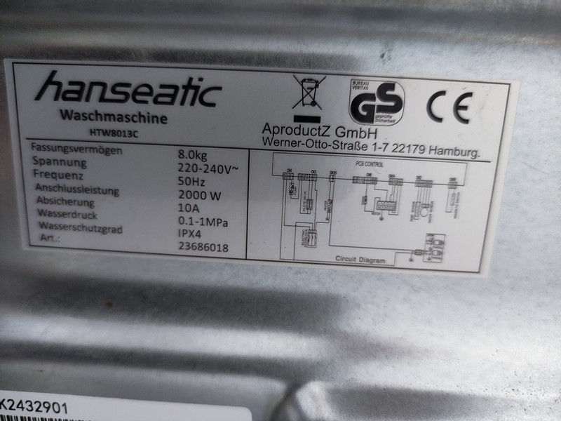 Veš mašina Hanseatic HTW8013C, 8kg