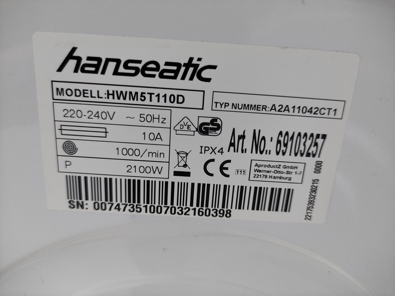 Veš mašina Hanseatic HWM5T110D (3) , 5kg