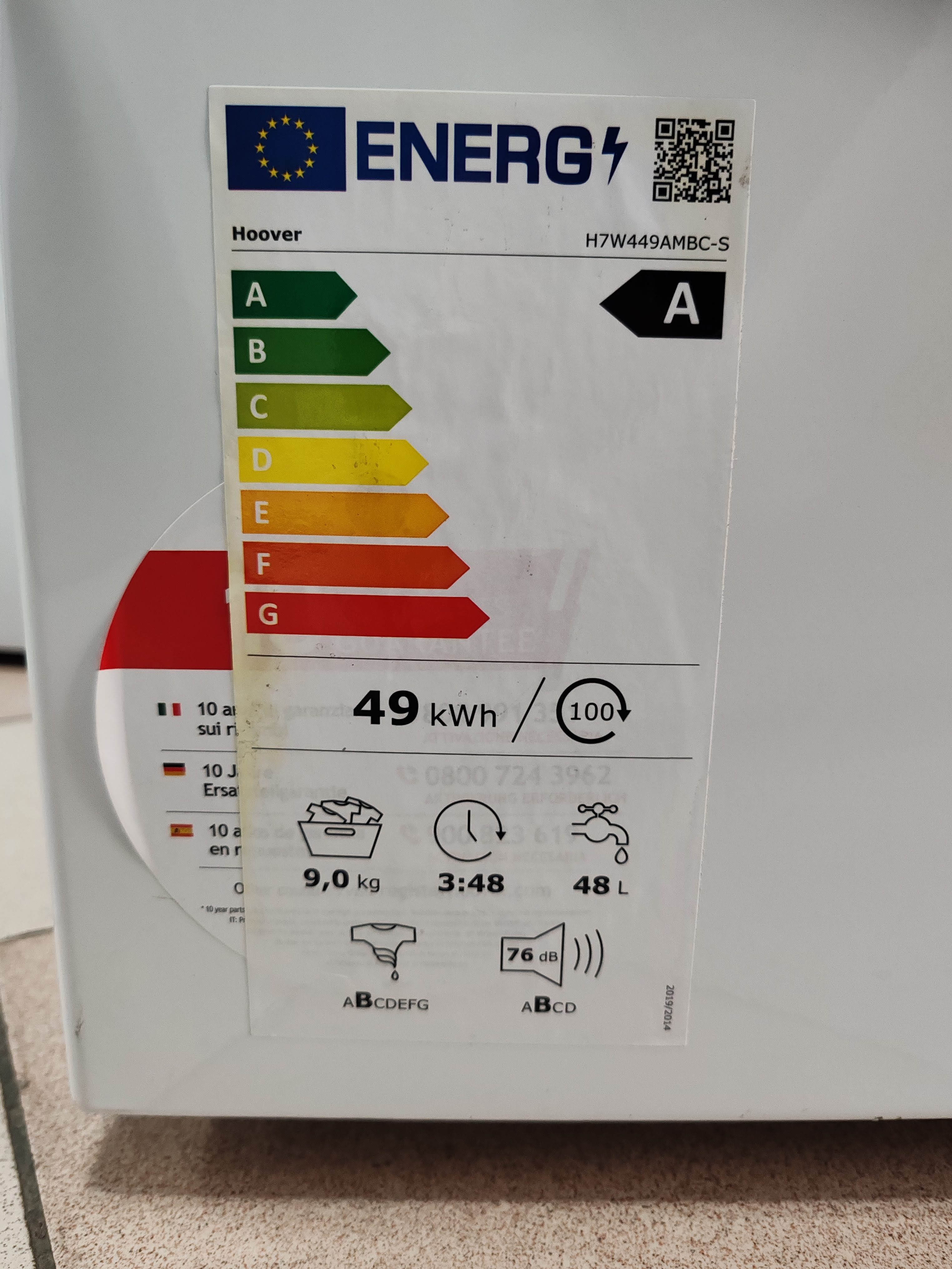 Veš mašina Hoover  H7W449AMBC-S , 8 kg