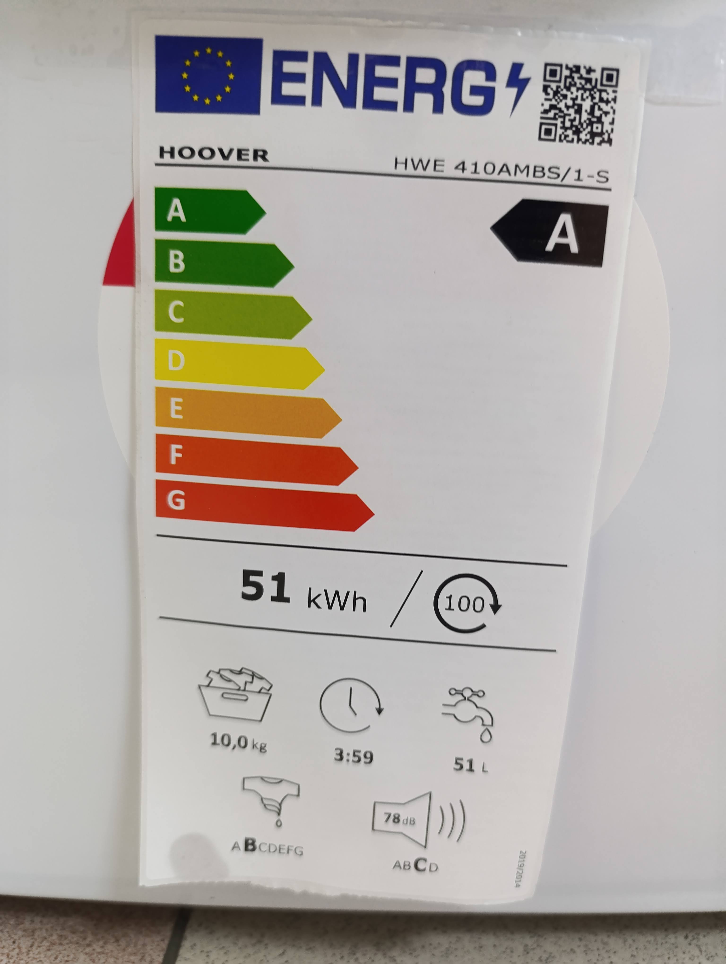 Veš mašina Hoover HWE 410AMBS/1-S, 10 kg