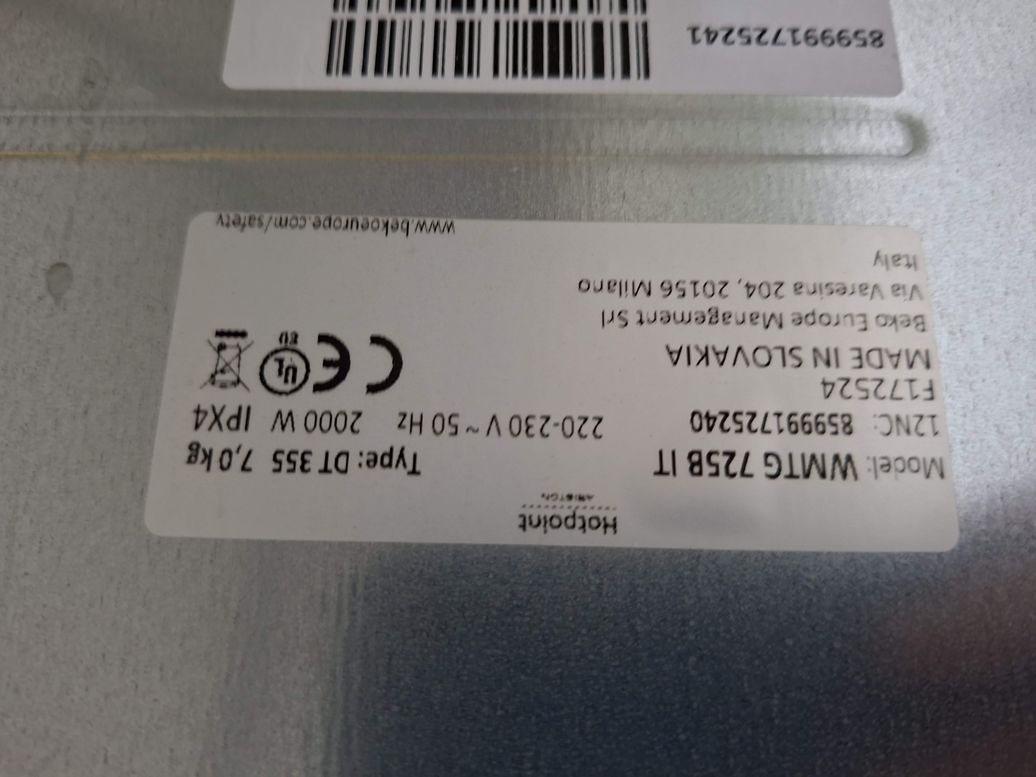 Veš mašina Hotpoint Ariston WMTG 725B IT, 7 kg