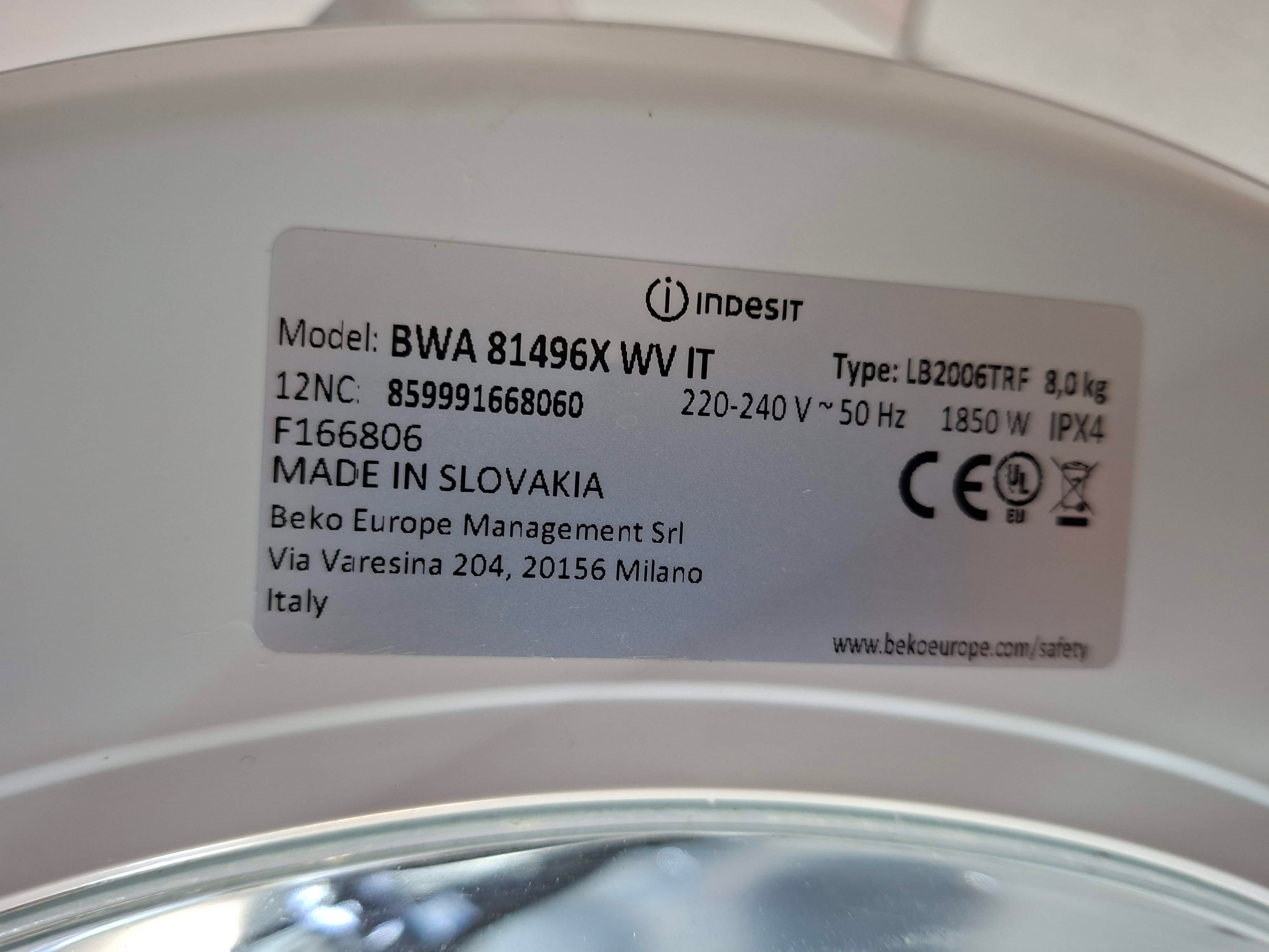 Veš mašina Indesit BWA 81496X WV IT , 8 kg.